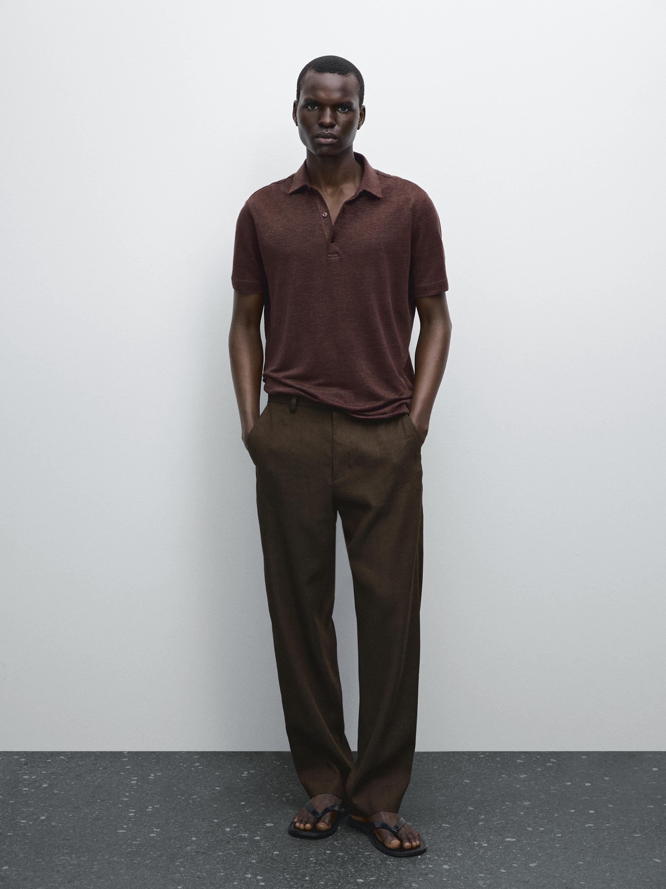 Short sleeve polo 100% linen