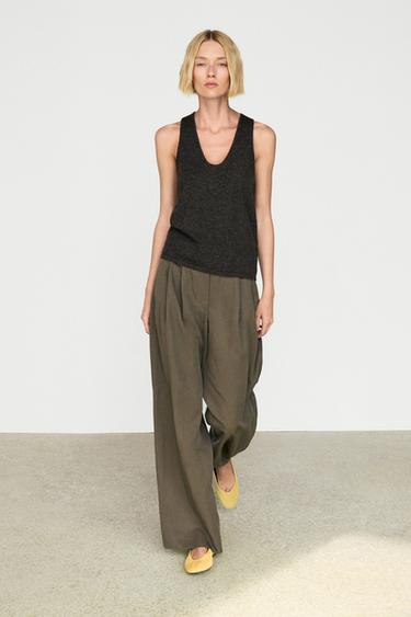 100% Cashmere Knit Top — GREY 1