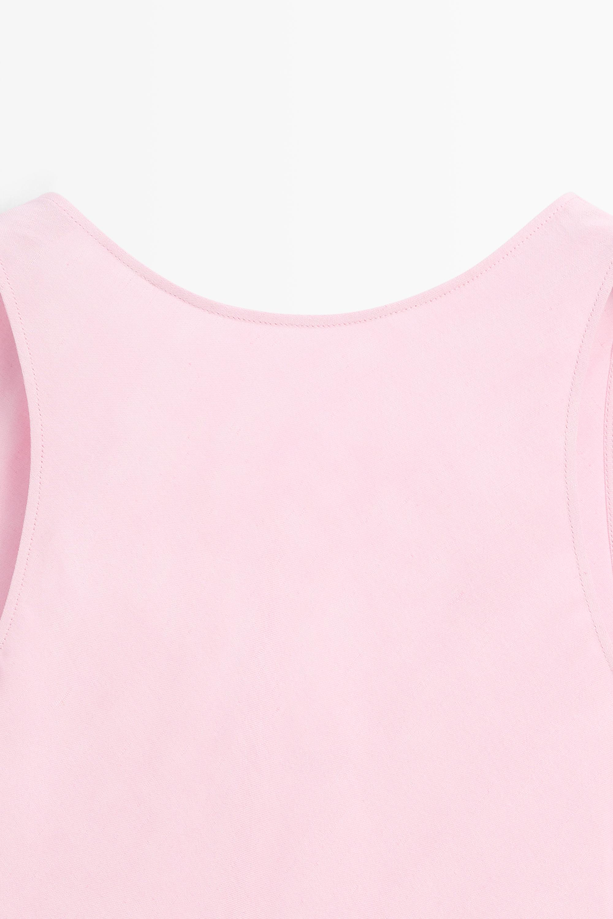 Flowing linen-blend midi dress — PASTEL PINK