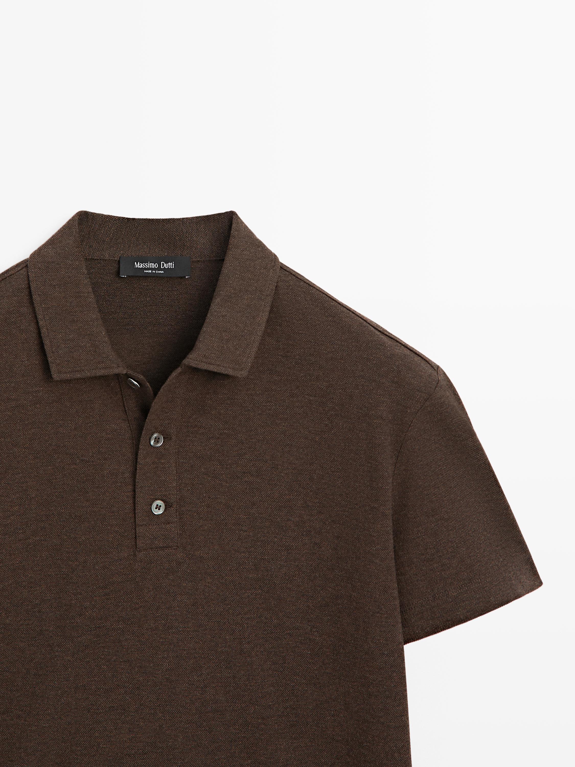 Short sleeve cotton polo shirt — Chocolate