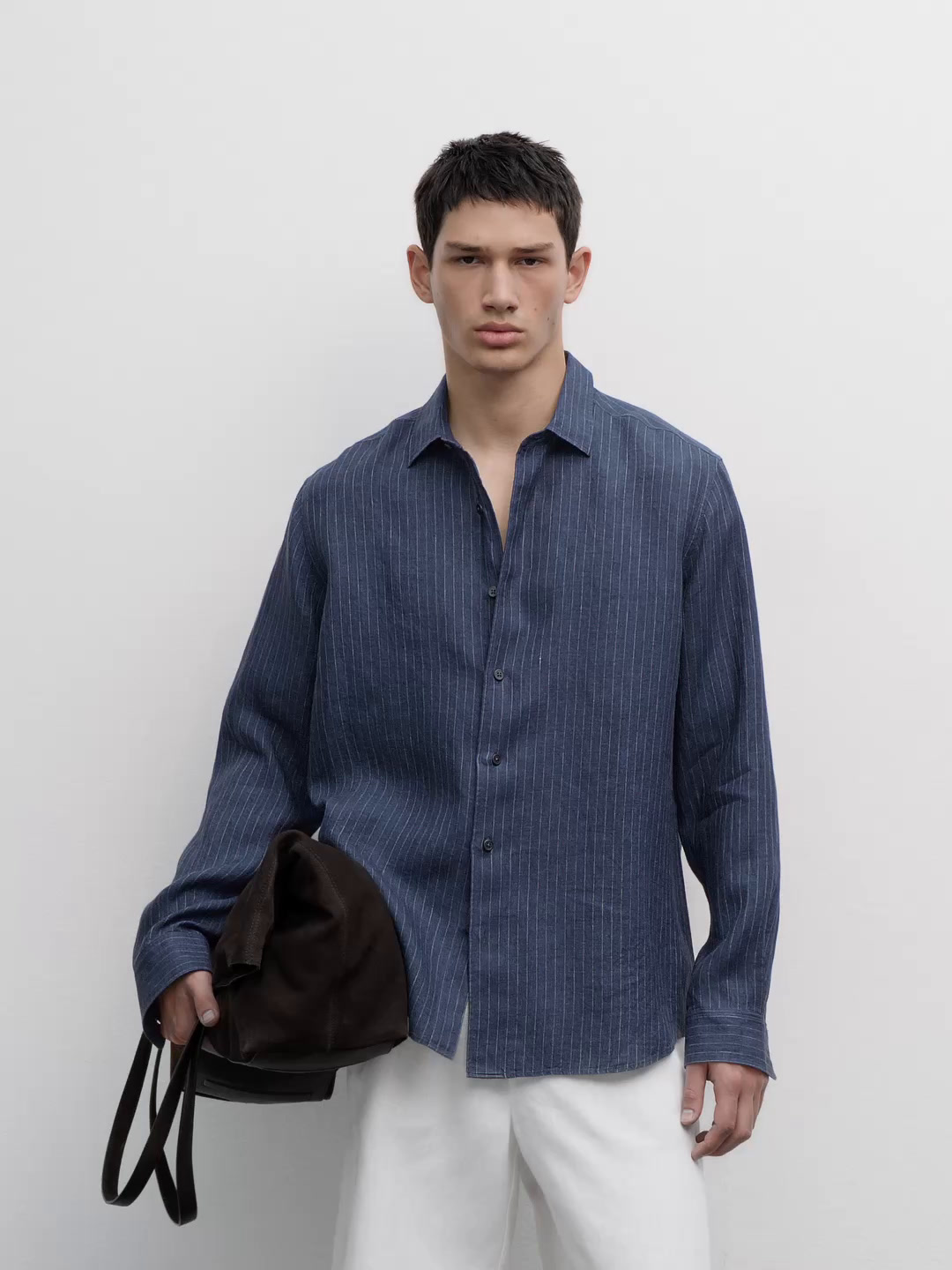 Regular fit избледена ленена кошула