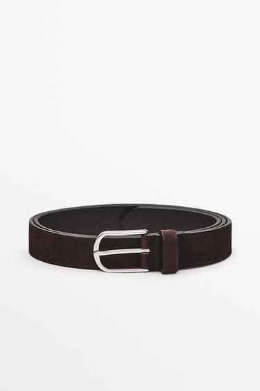 Nubuck leather belt — BROWN 1