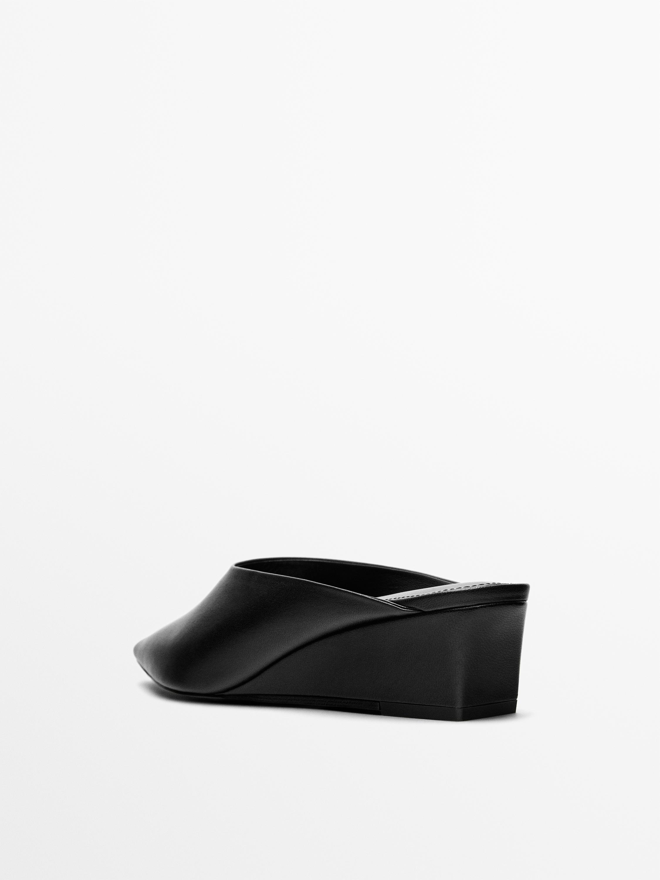 Wedge heel mules — BLACK