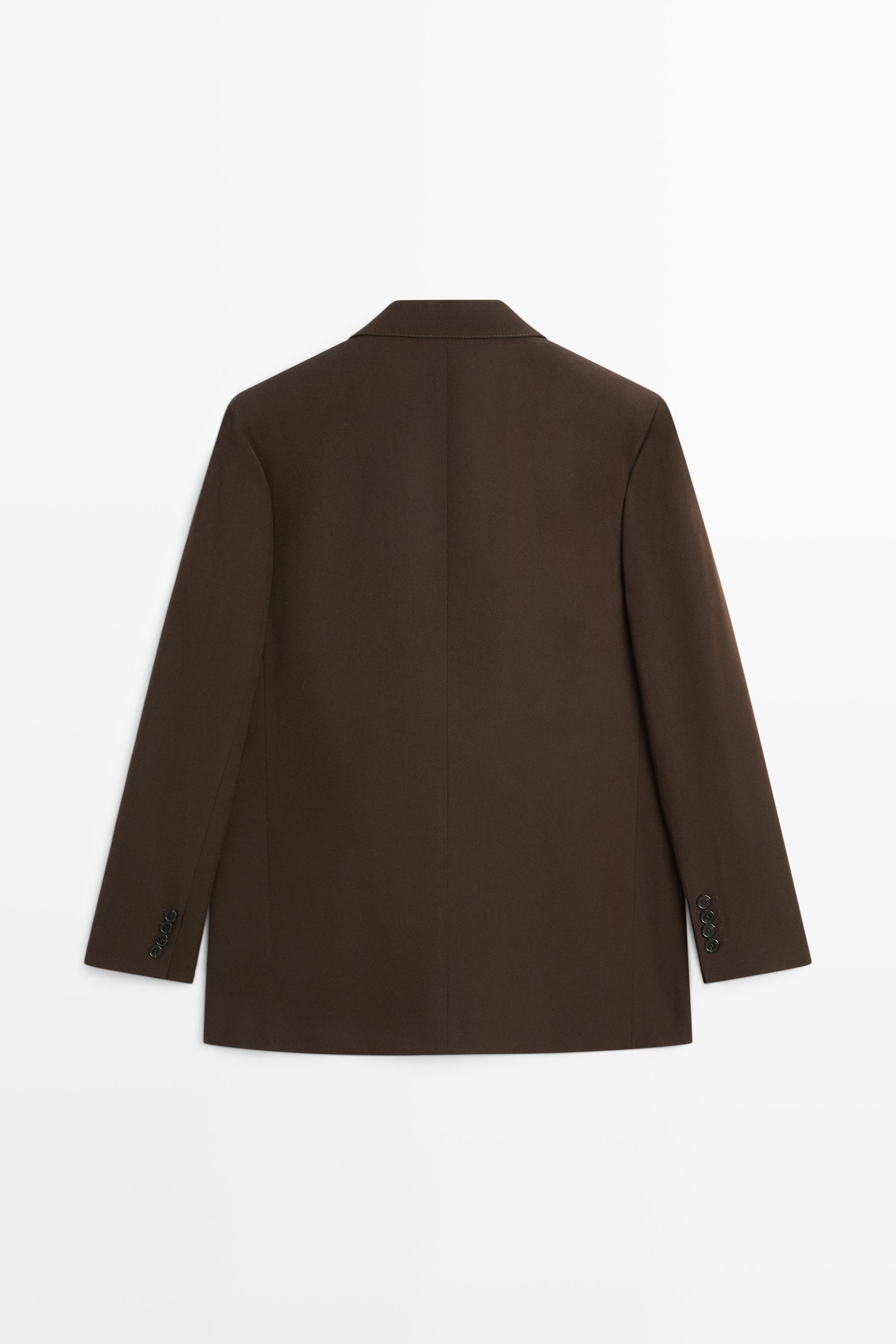 Fluid wool blend blazer total look — BROWN