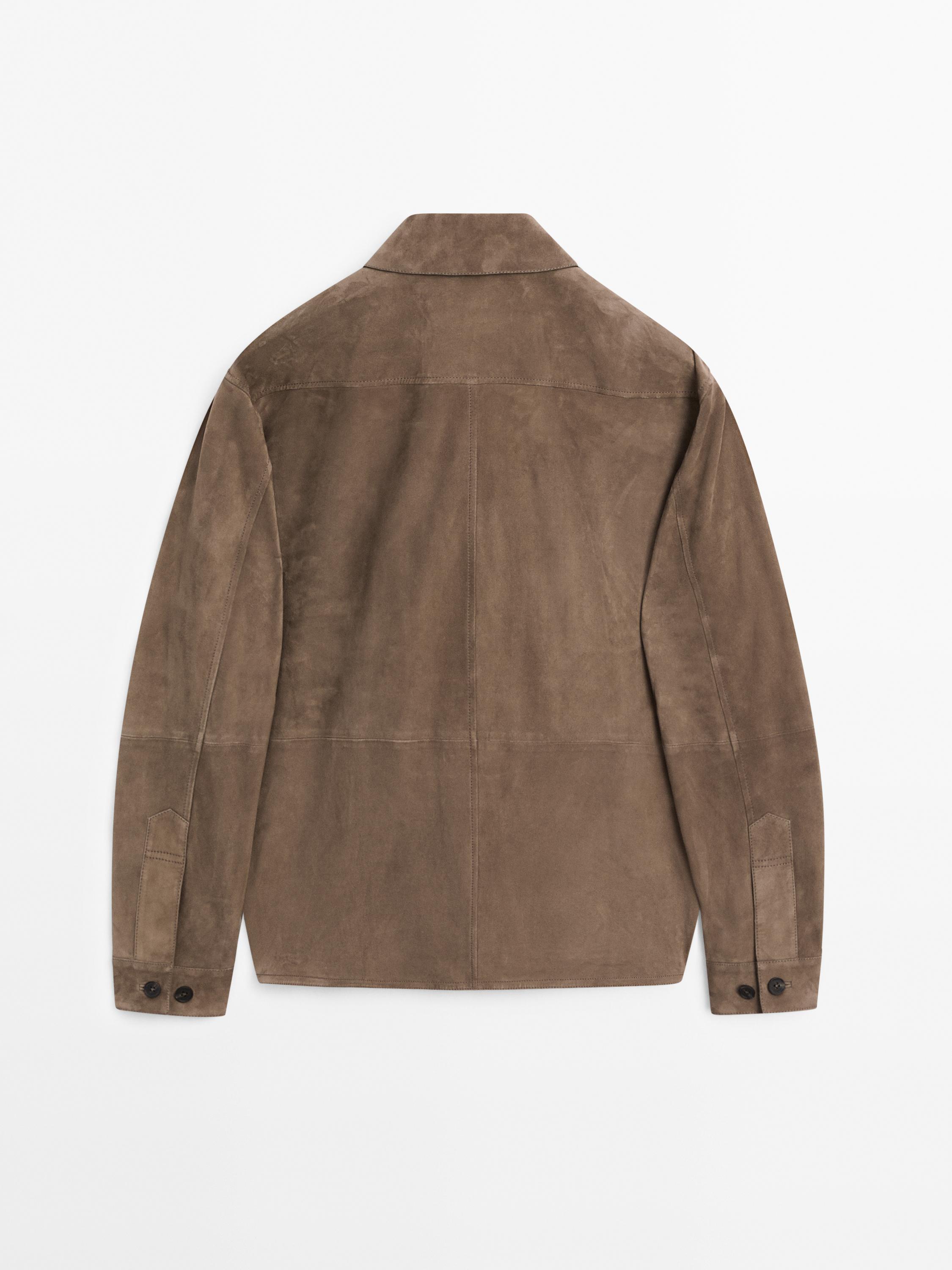 Suede overshirt with chest pockets