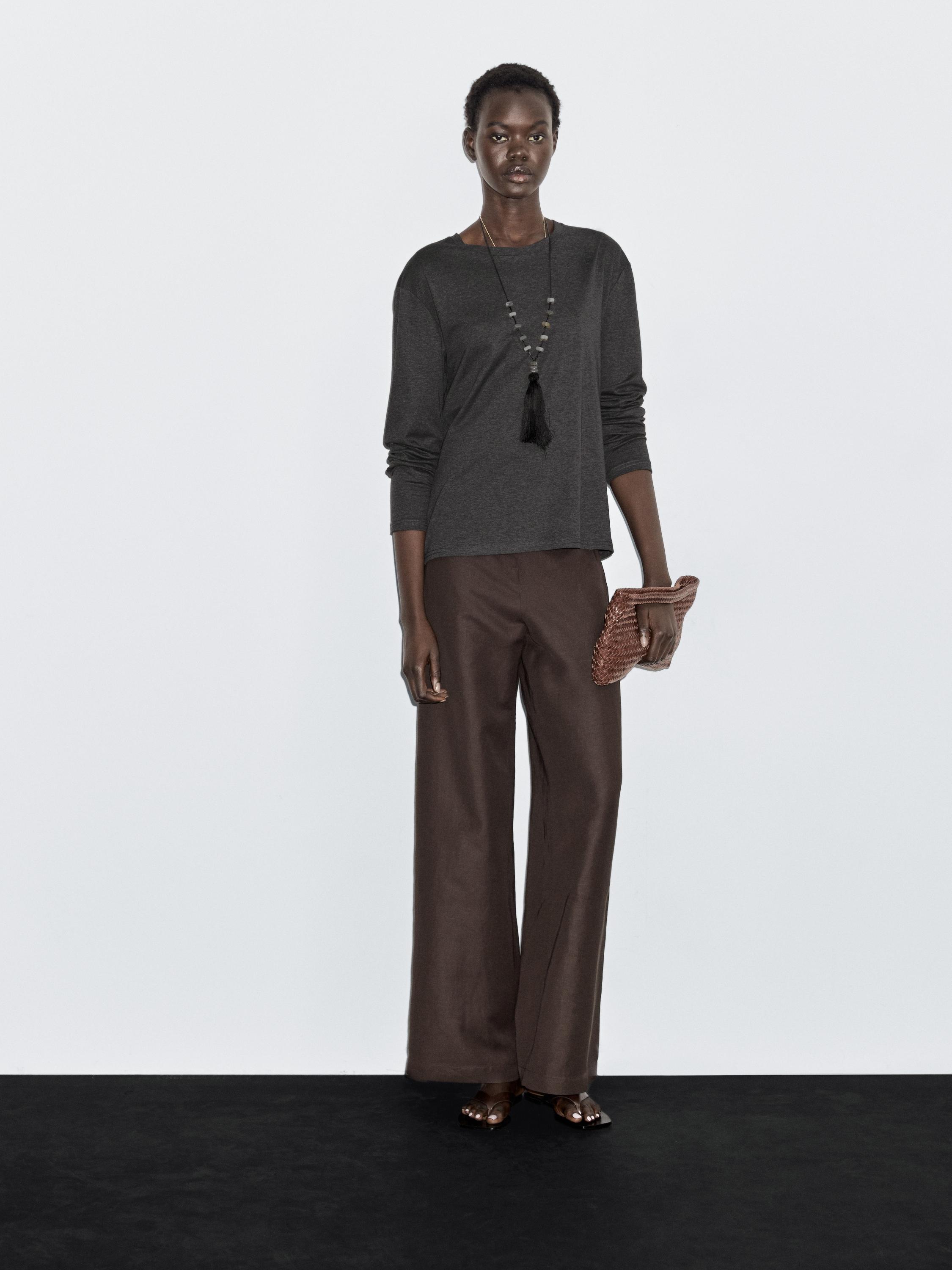 Long sleeve T-shirt with seam detail