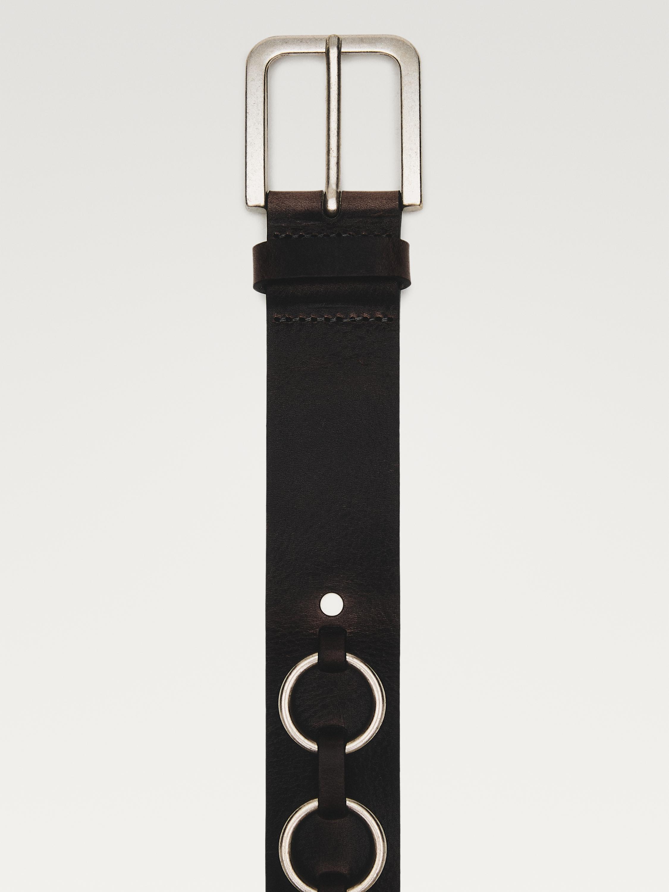 Nappa leather belt with ring details
