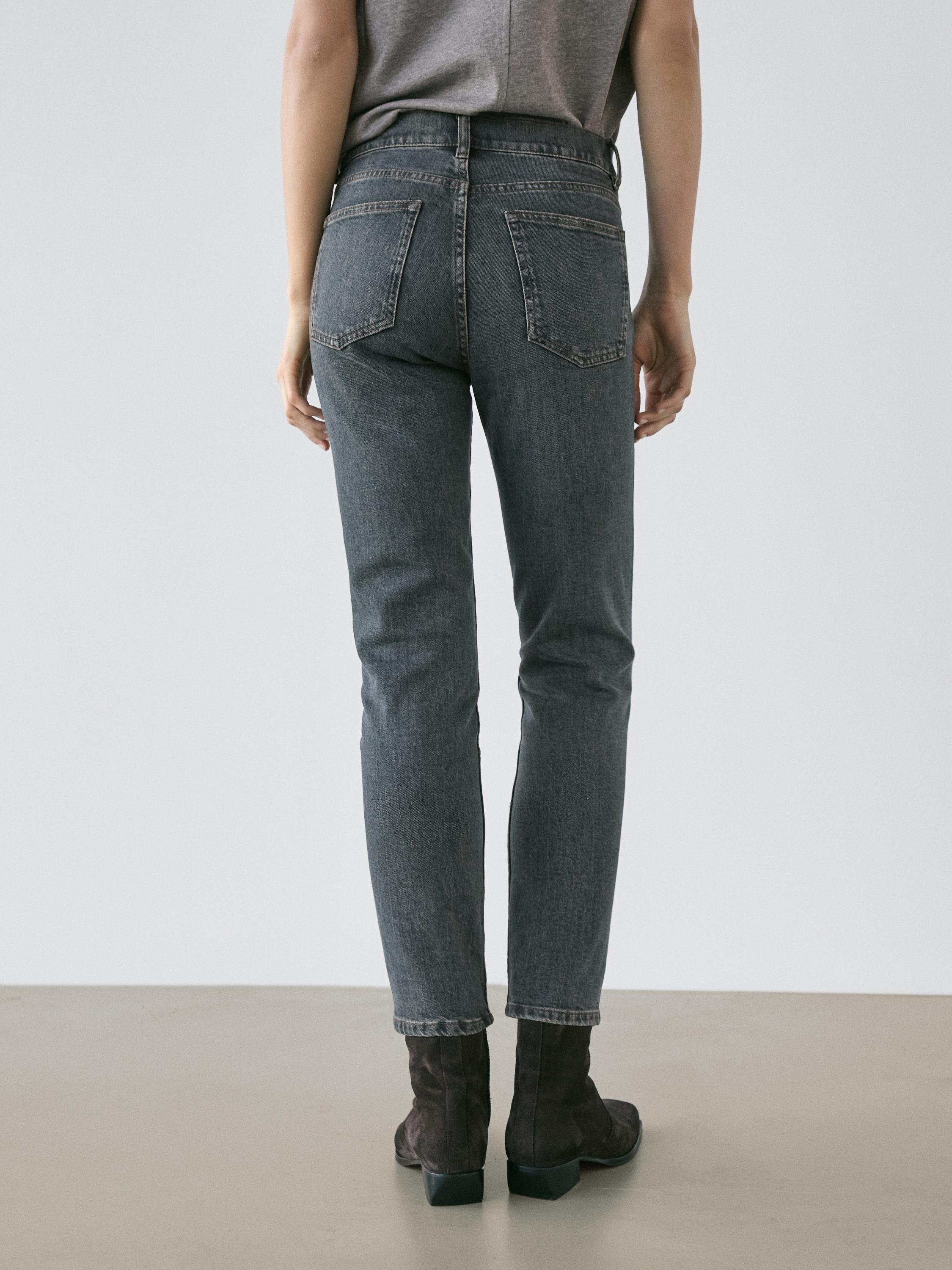 Mid-rise cropped slim fit jeans — Dark blue