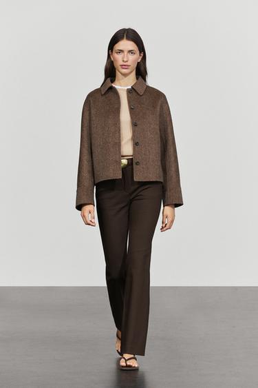Short buttoned coat — BROWN 1