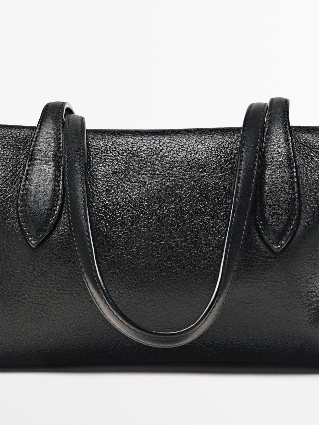 West nappa leather satchel — BLACK