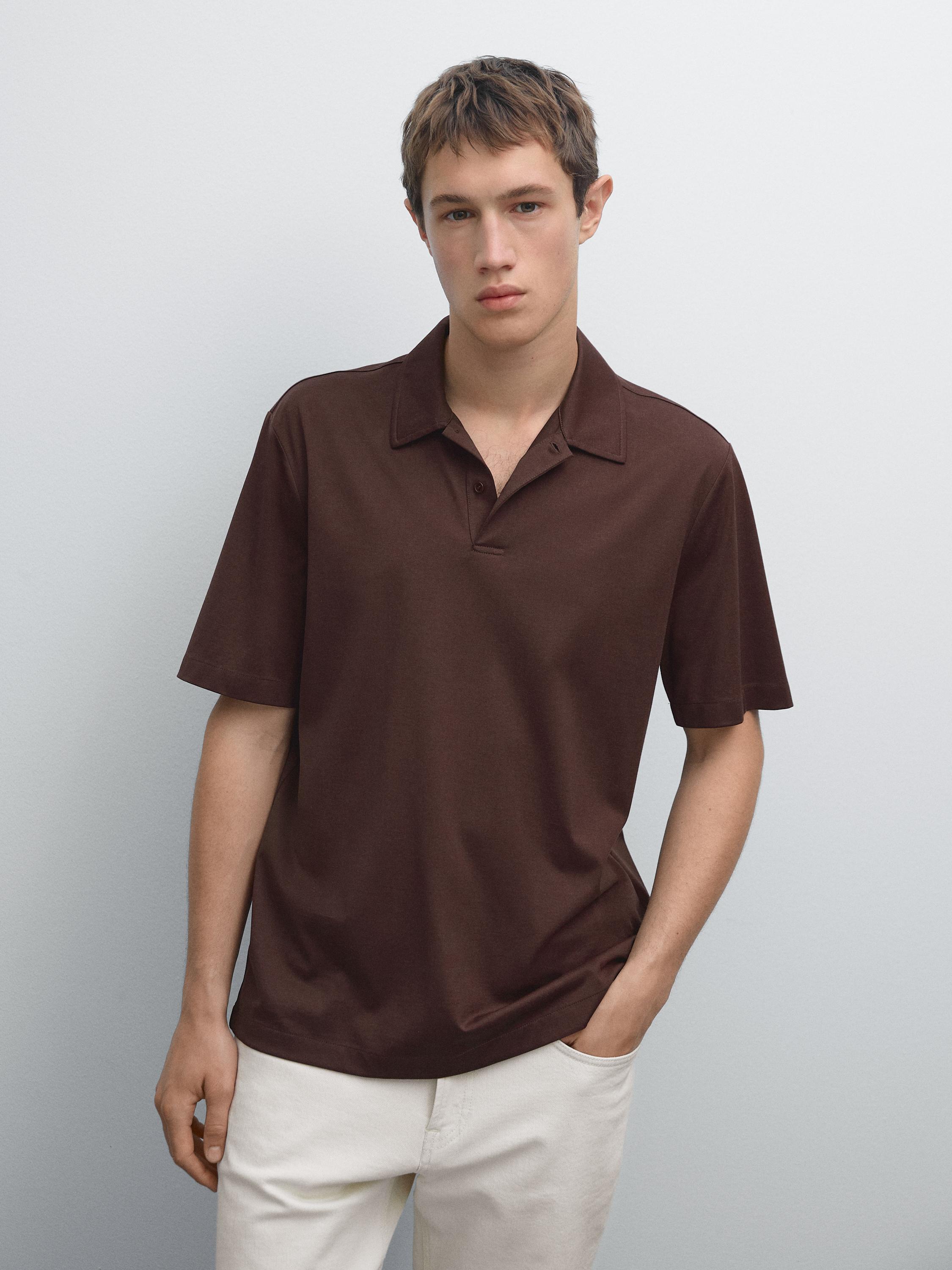 Slim fit cotton blend polo shirt