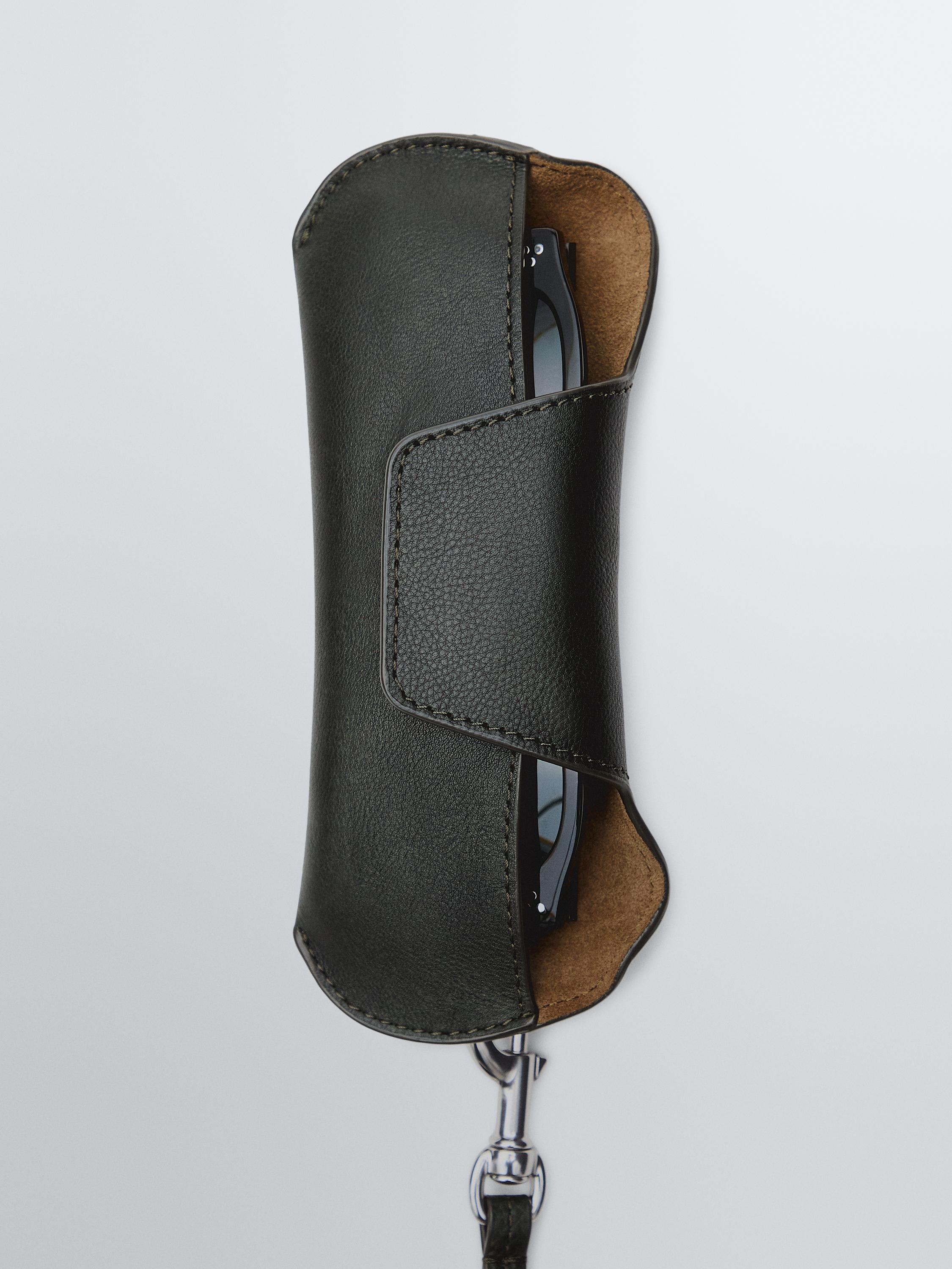Nappa leather glasses case — GREEN