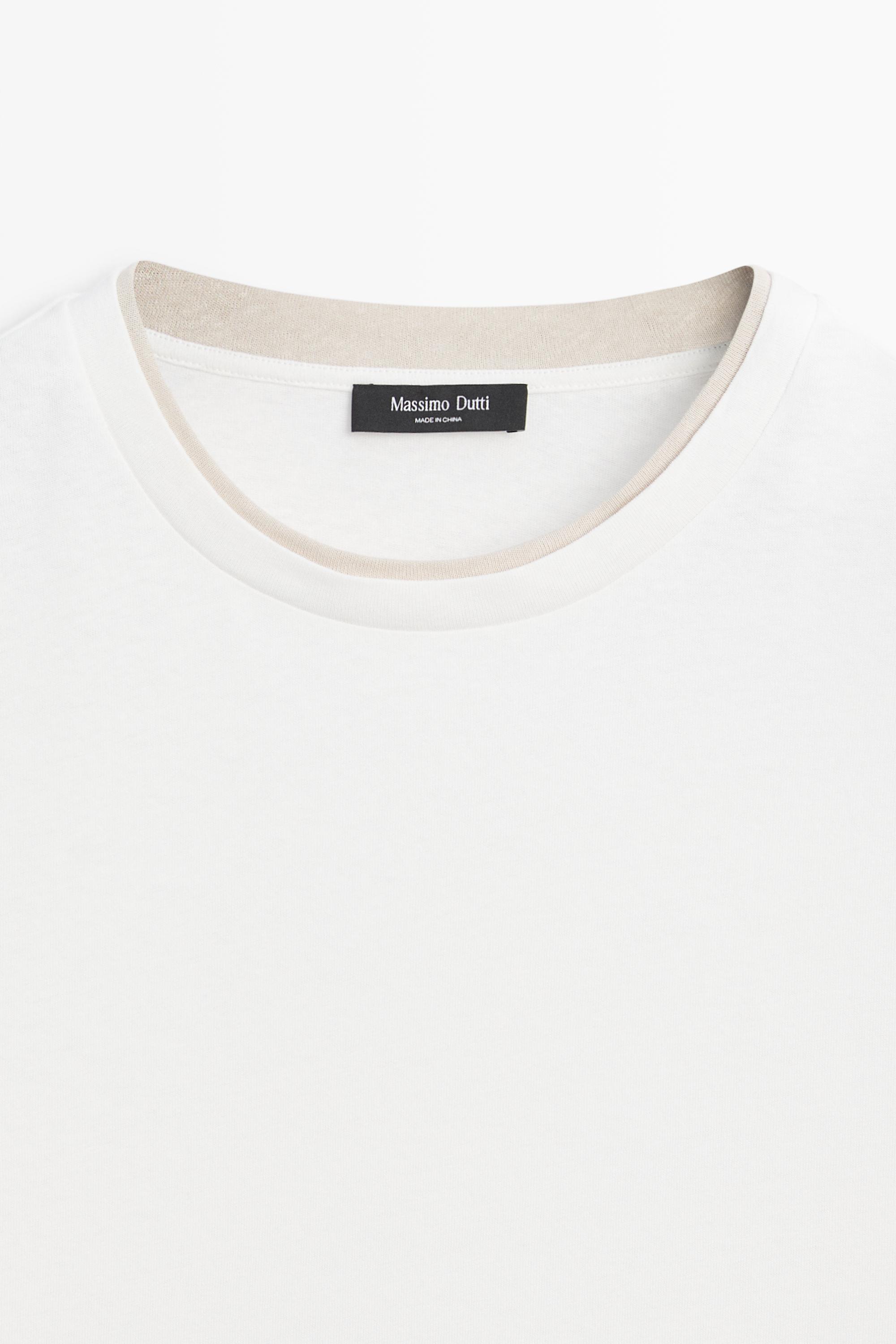 Linen and cotton double-collar T-shirt — Off white