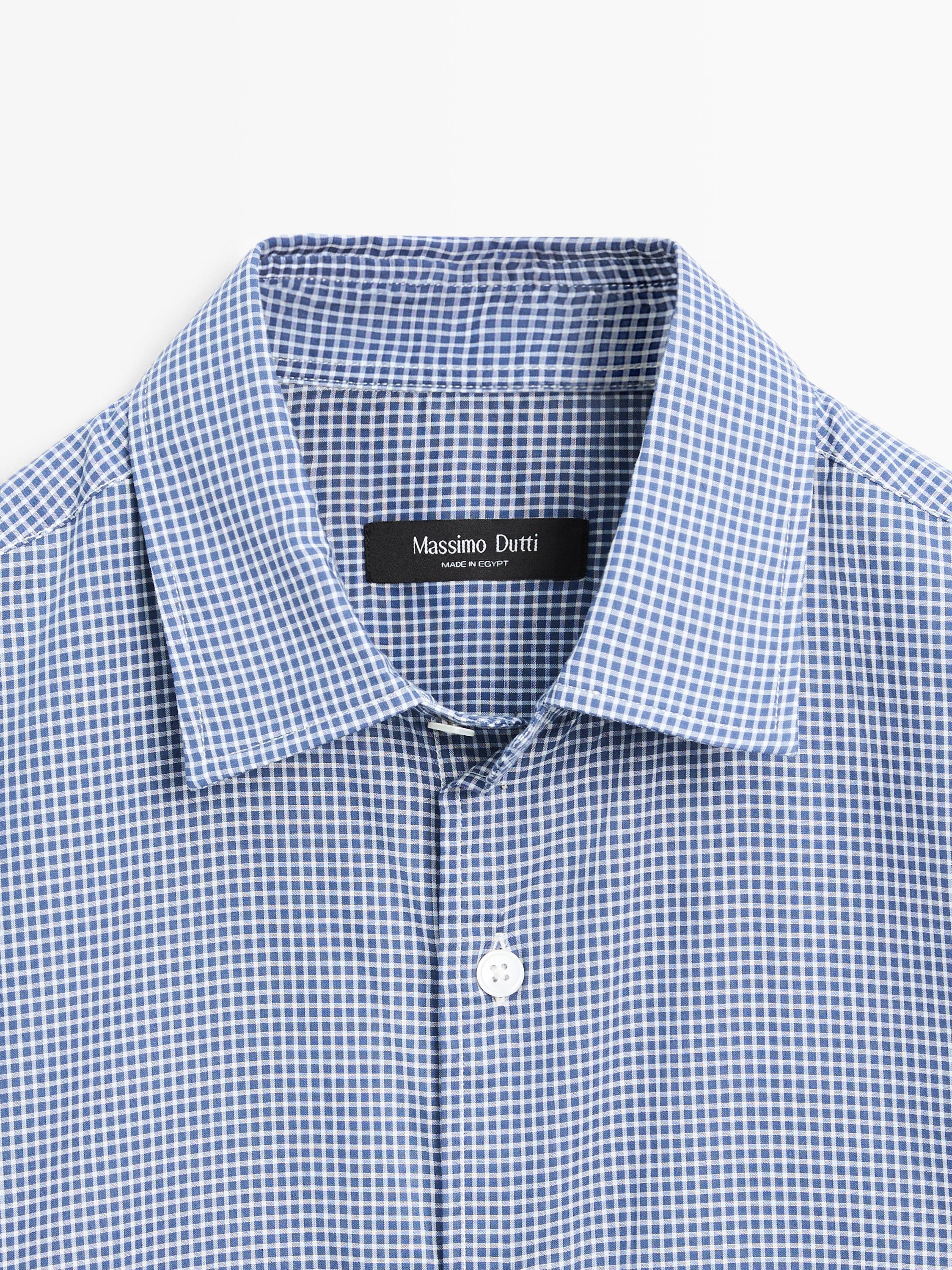 Regular fit check 100% cotton shirt — DEEP BLUE