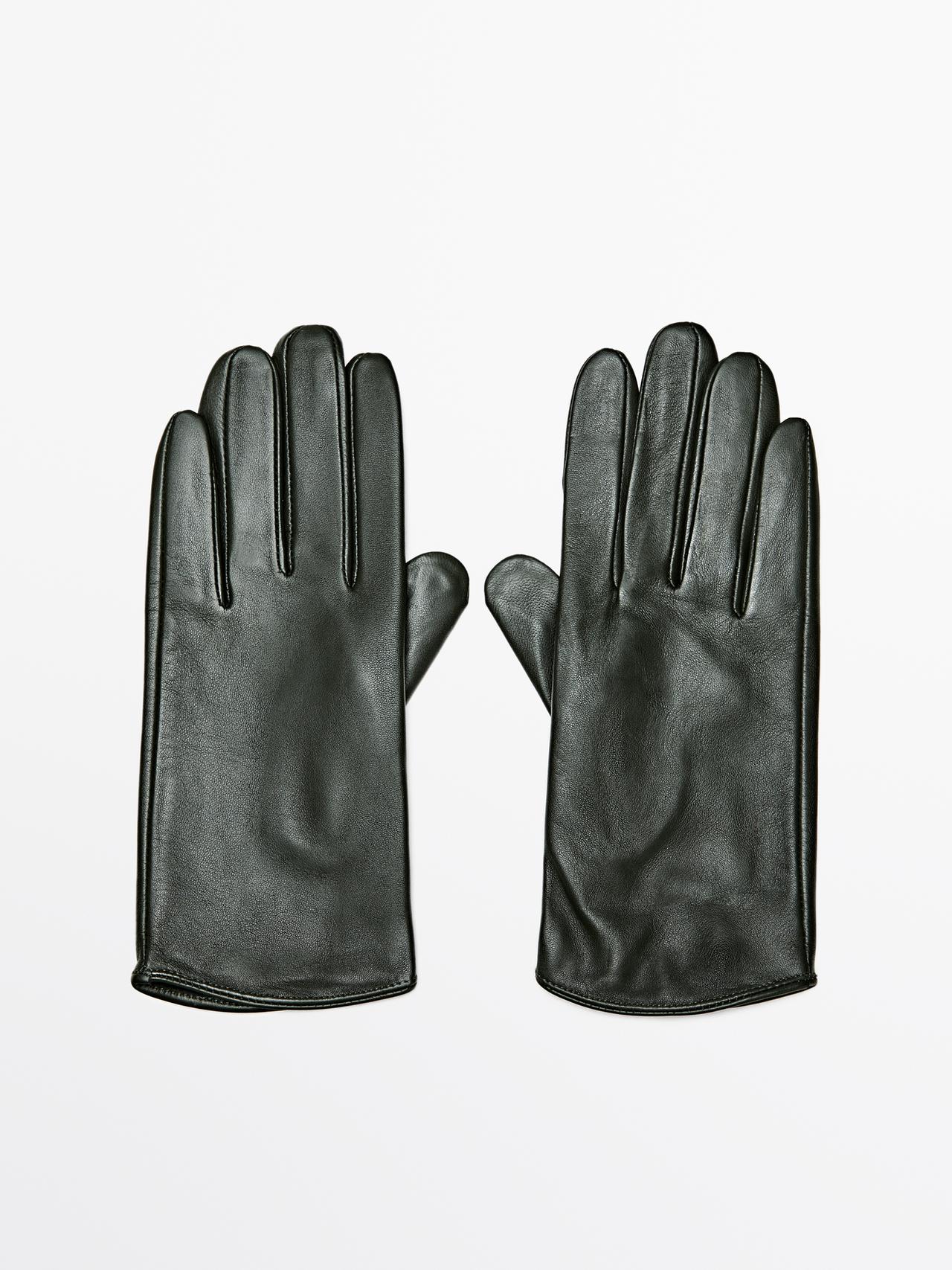 Gants En Cuir Nappa - Vert - M - Massimo Dutti - Femme