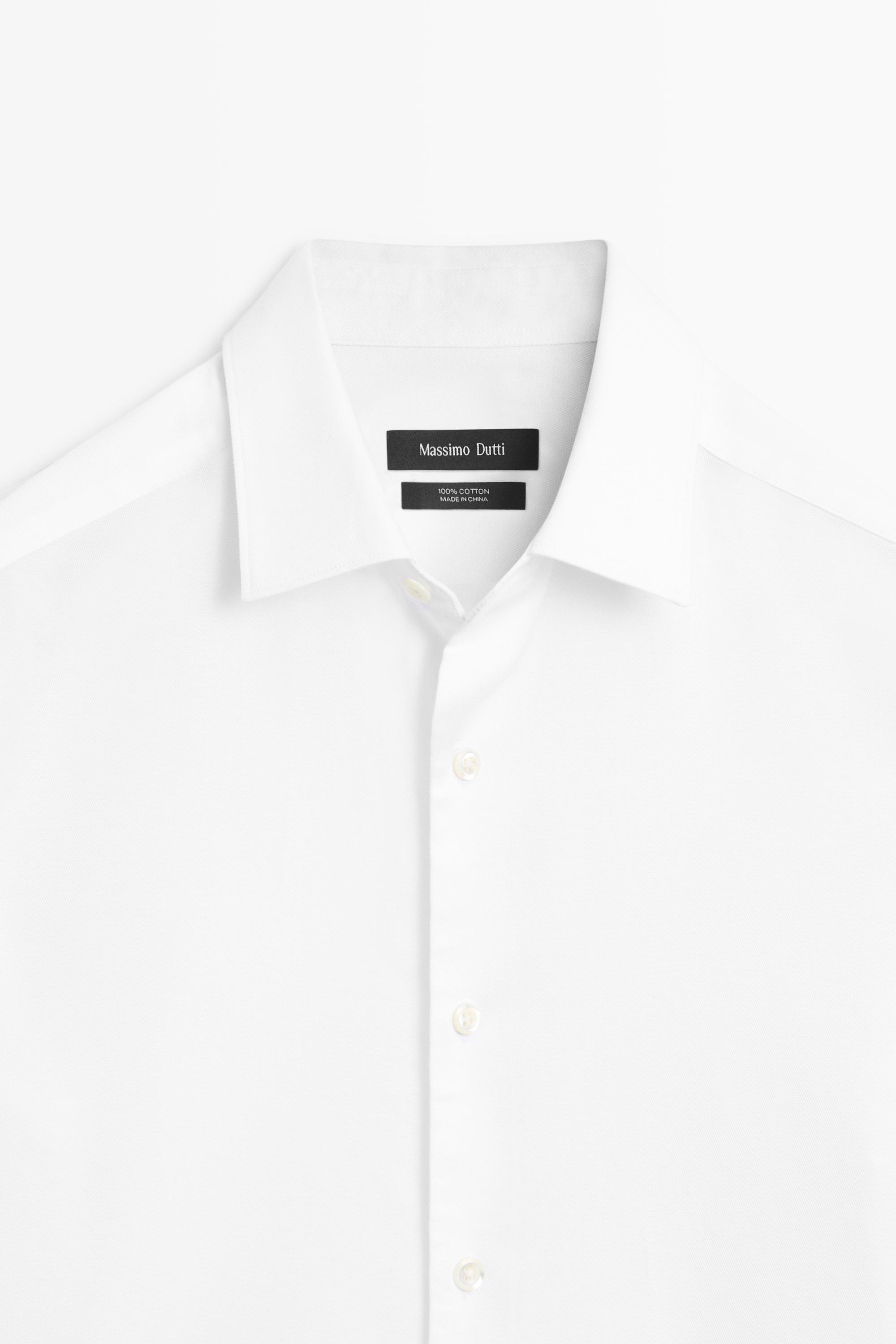 Textured 100% cotton shirt — WHITE