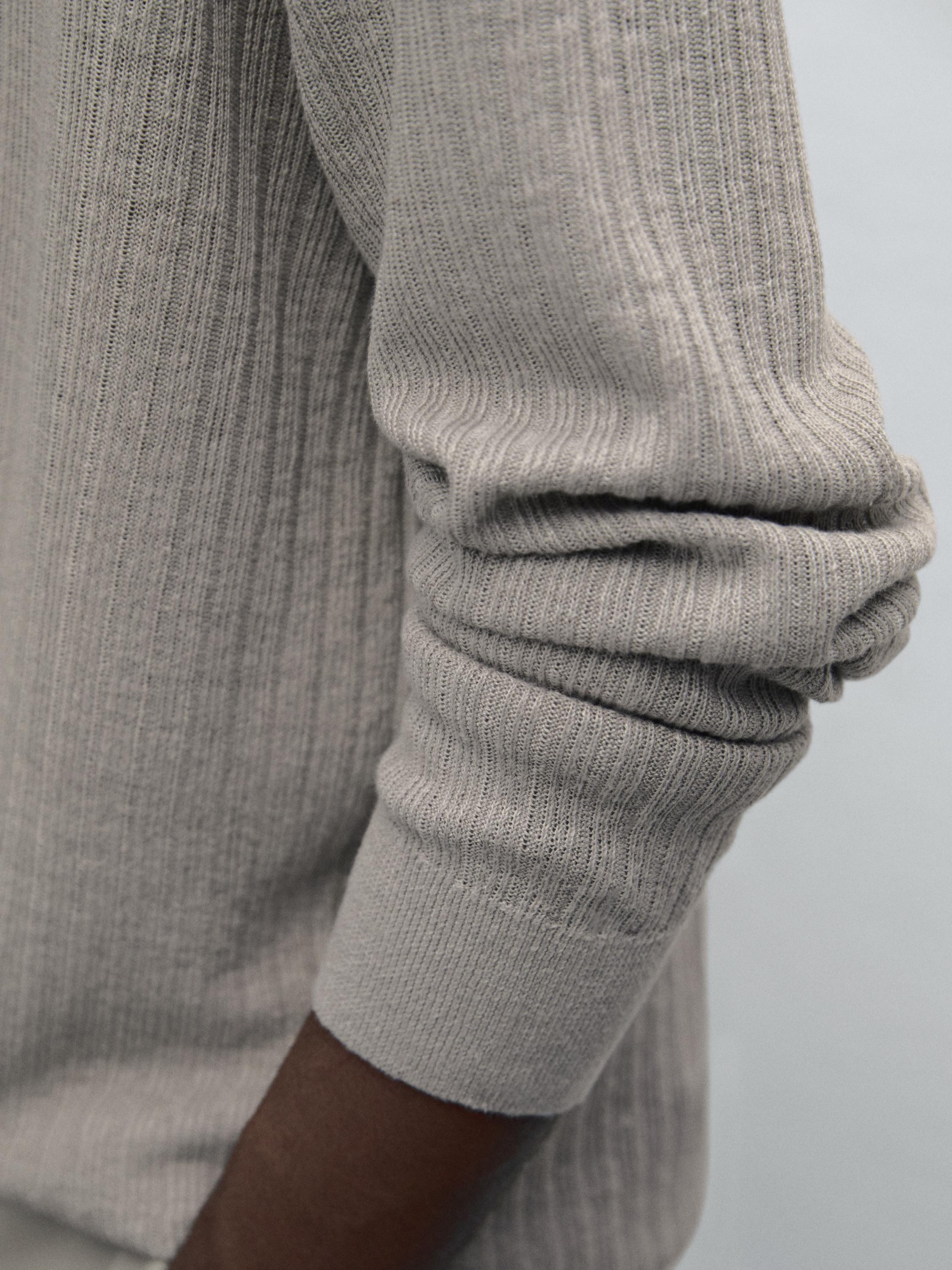 Pull en maille côtelée 100 % lin