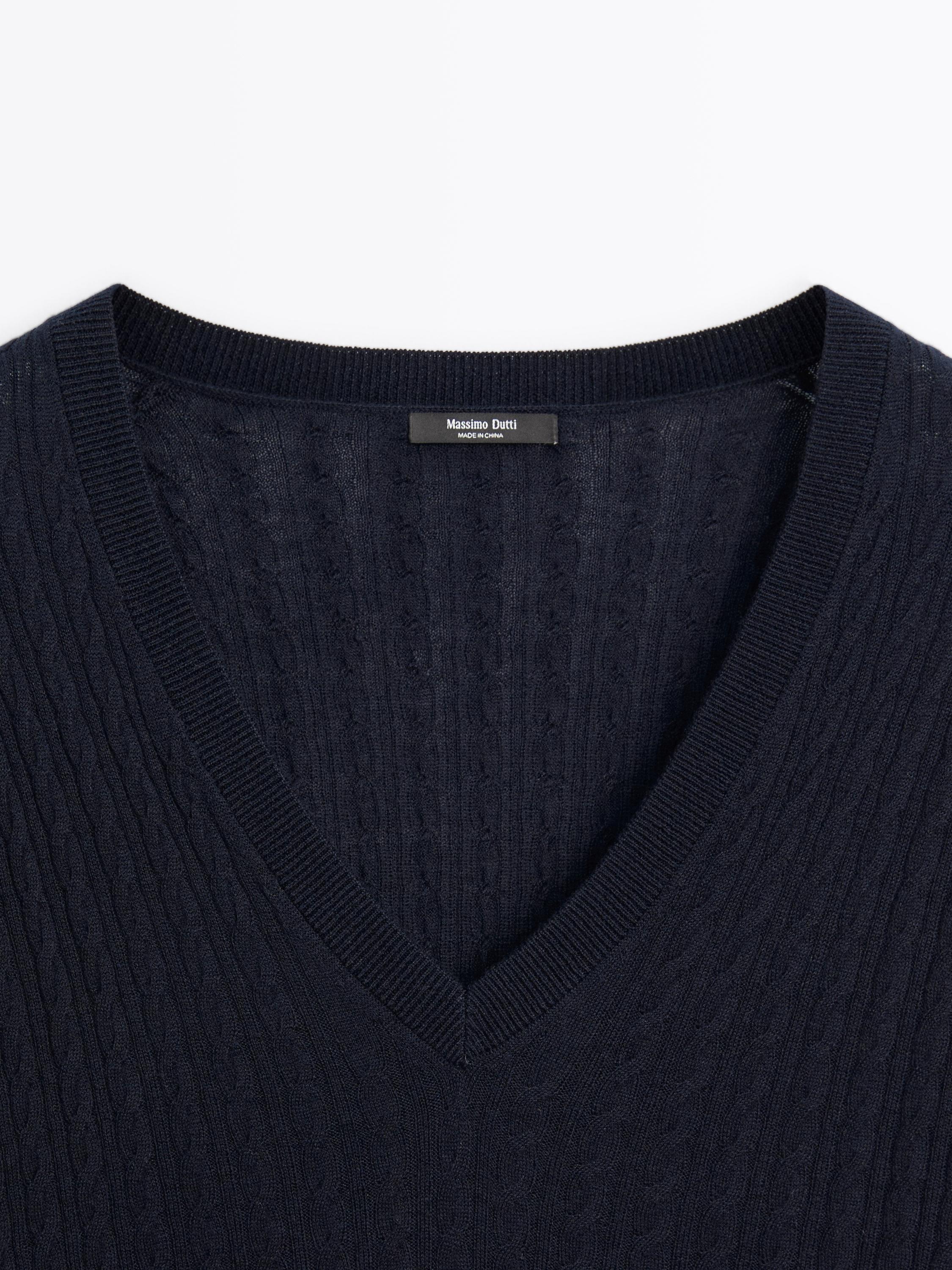 V-neck cable-knit sweater