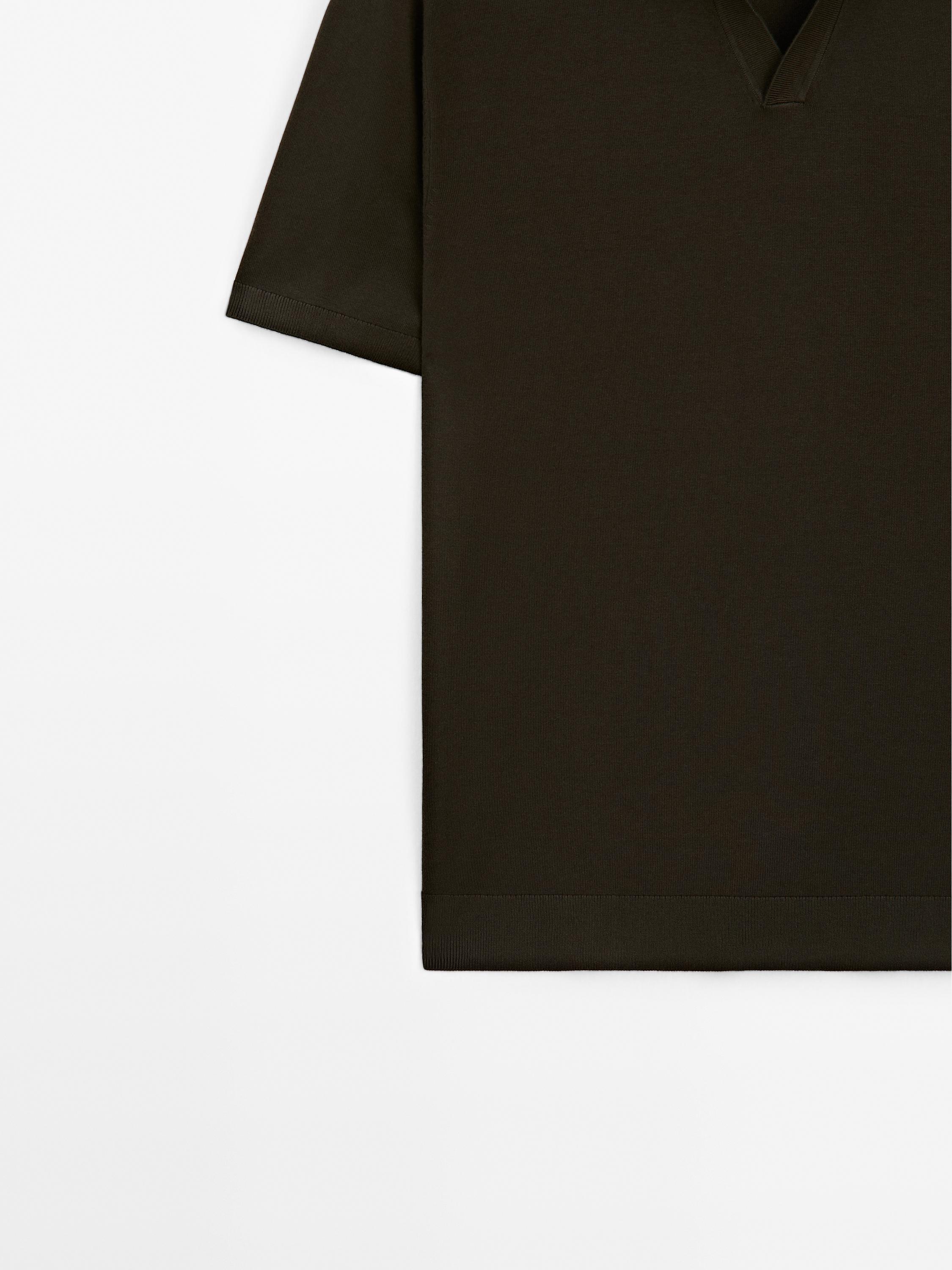 Short sleeve cotton knit polo shirt