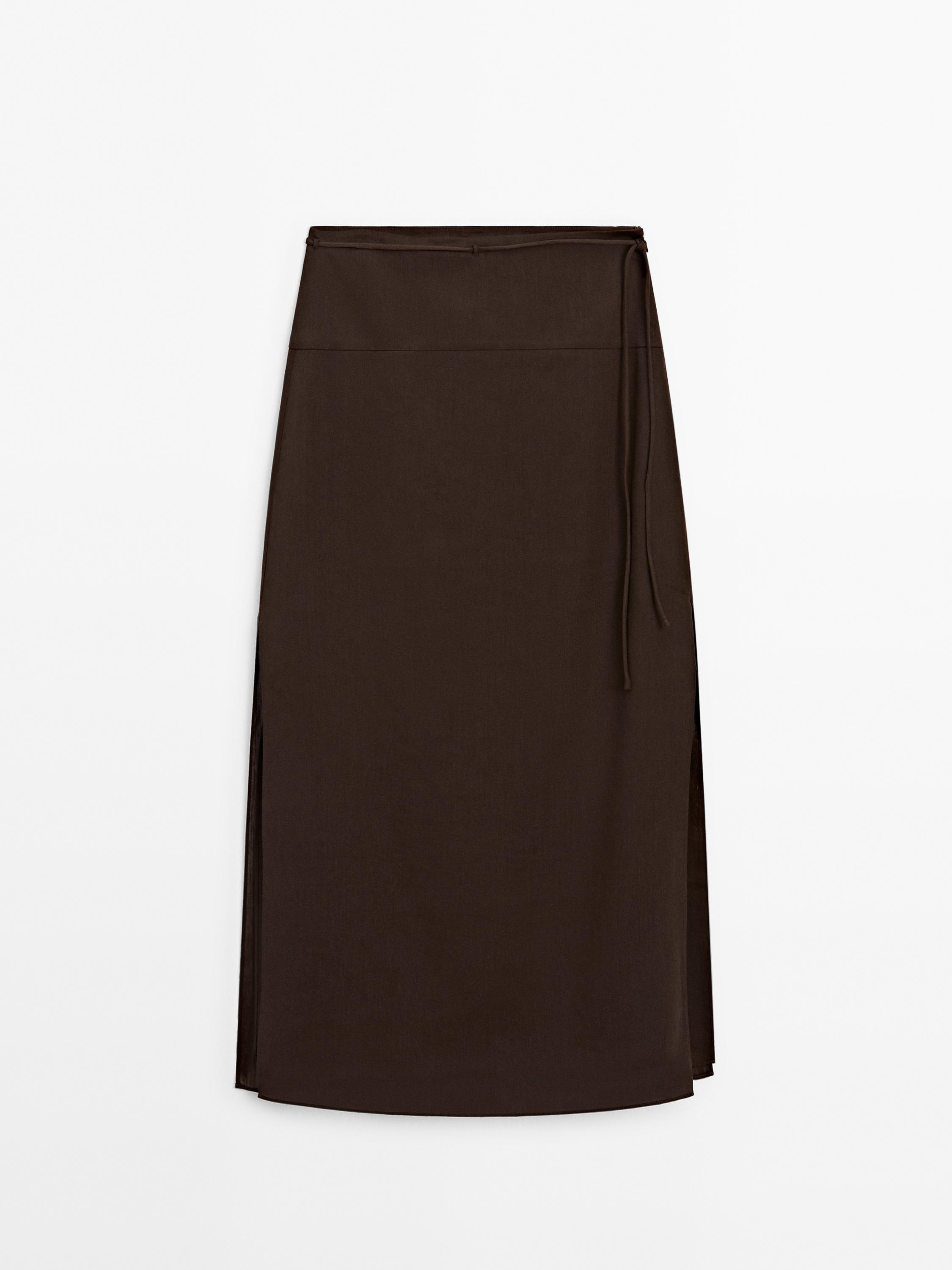 Long skirt with drawstring detail