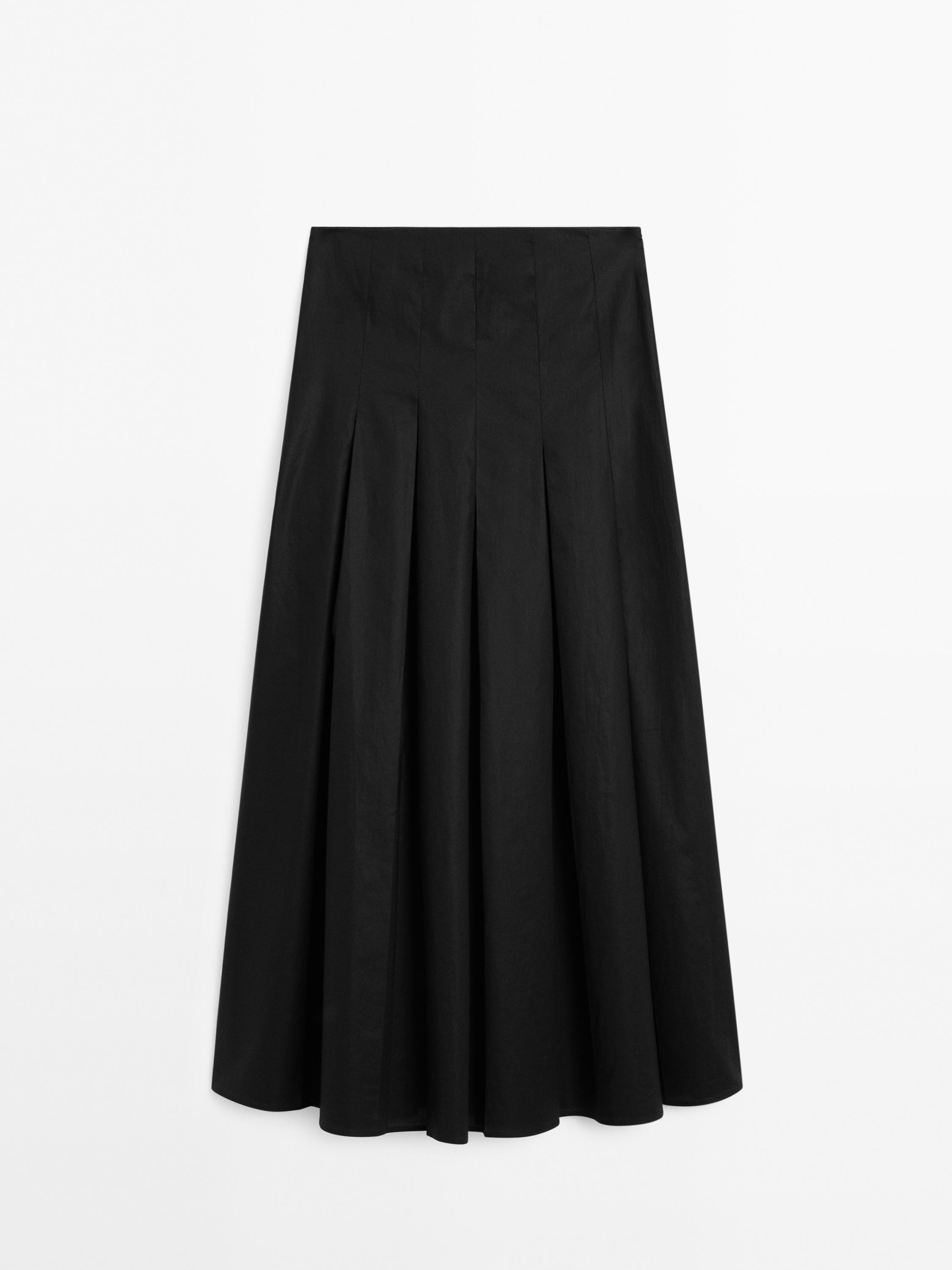 Midi skirt with asymmetric pleats detail