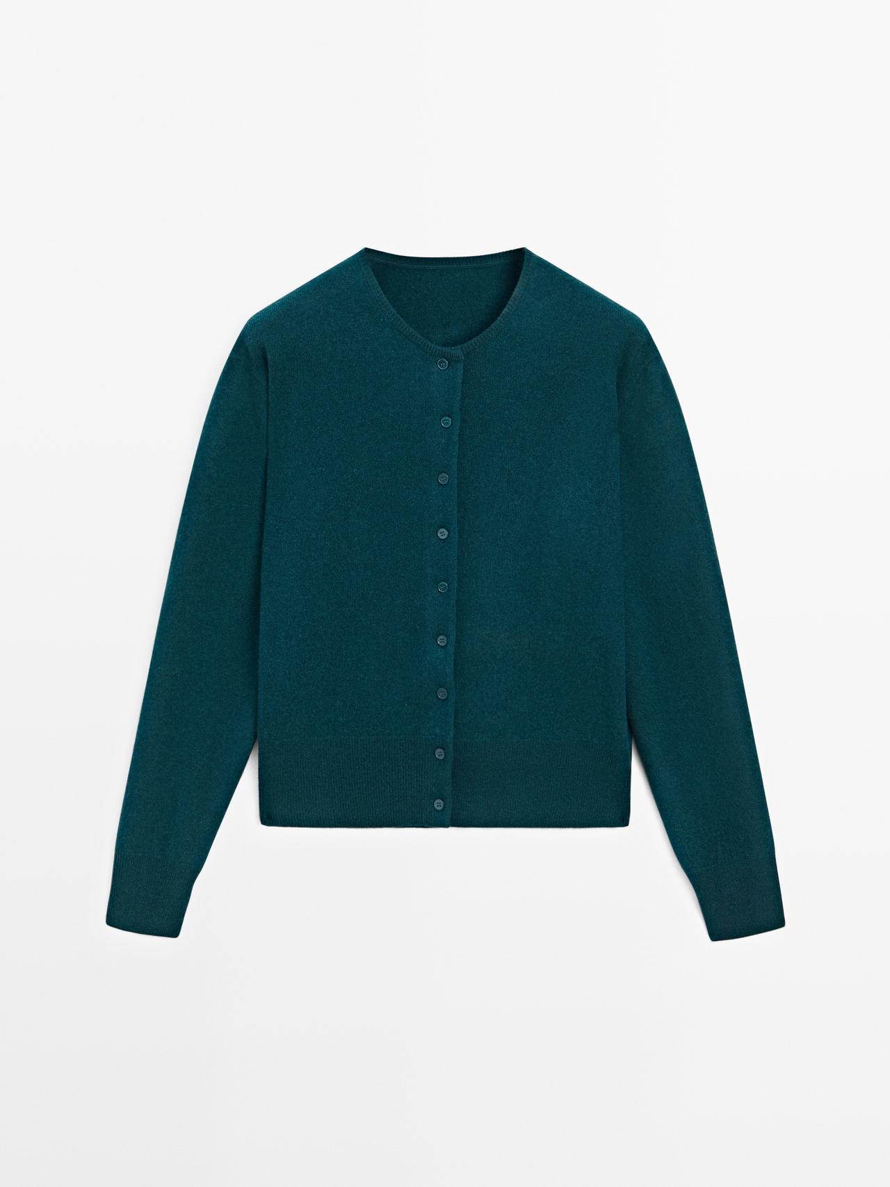 Massimo Dutti - Dames - Tricot Vest Van Wolmix - Hardblauw - M