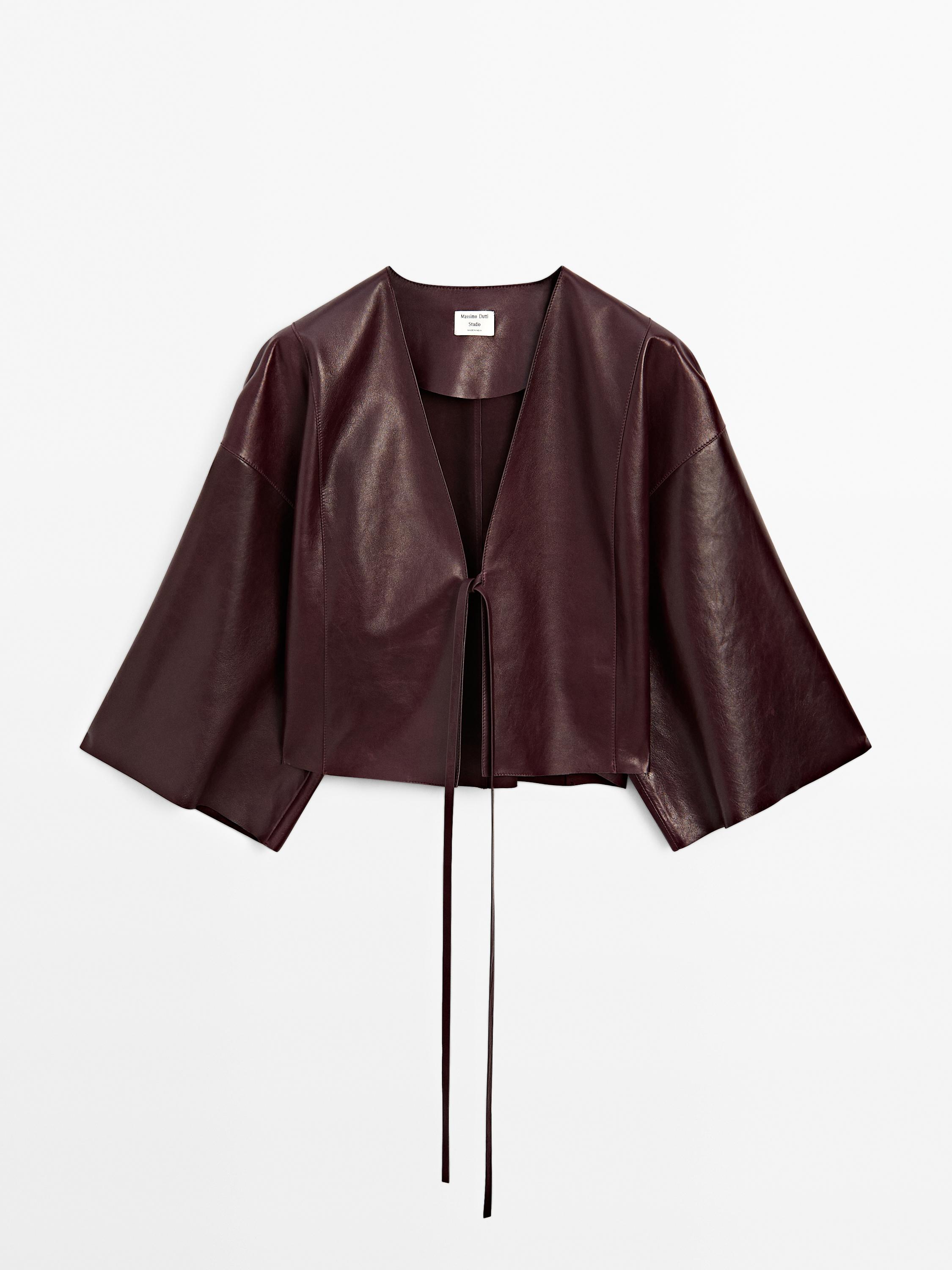 Kimono con scollo a v in pelle nappata - Studio