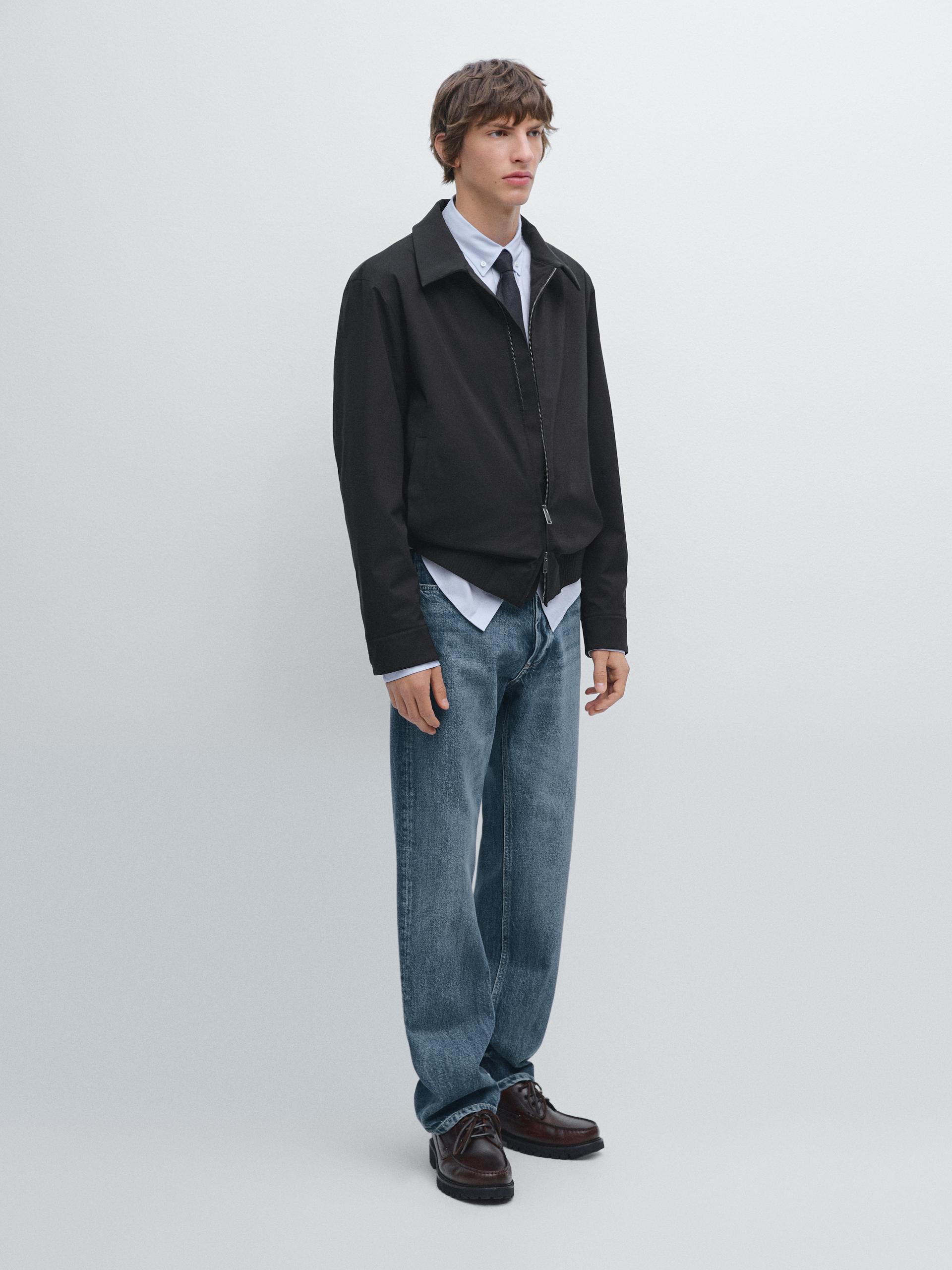 Giacca Bomber Dettaglio Orlo Water Repellent - Nero - M - Massimo Dutti - Maschile