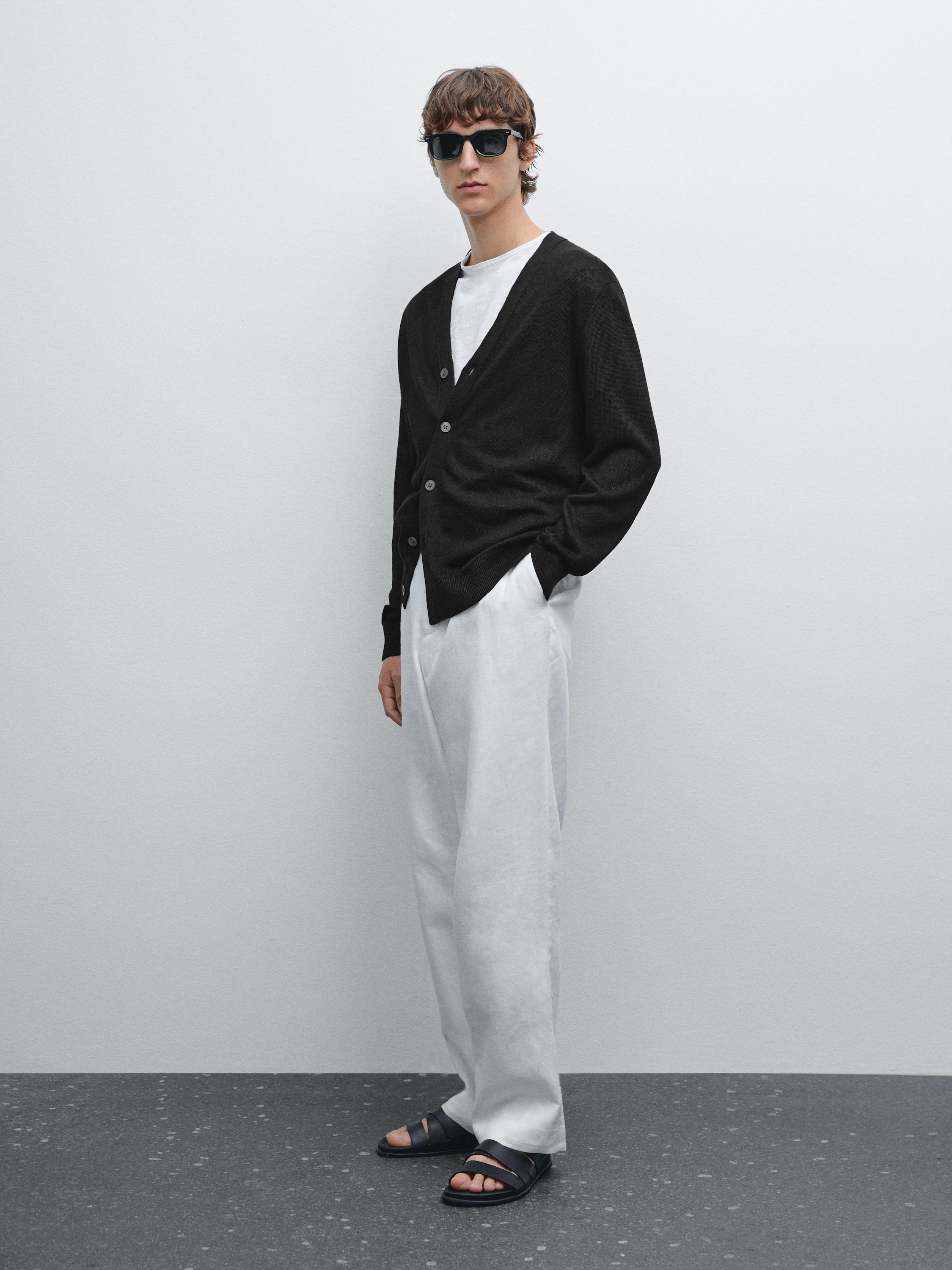 كارديغان محاك كتان 100%