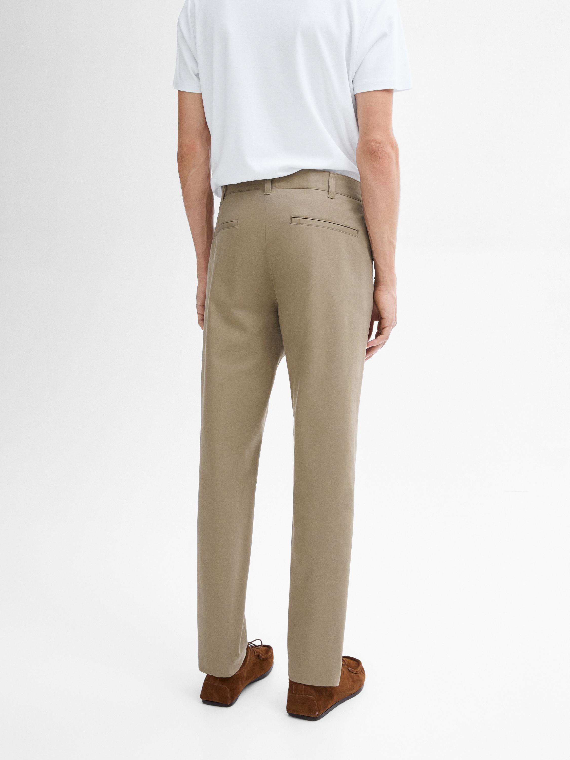 Cotton blend slim fit trousers