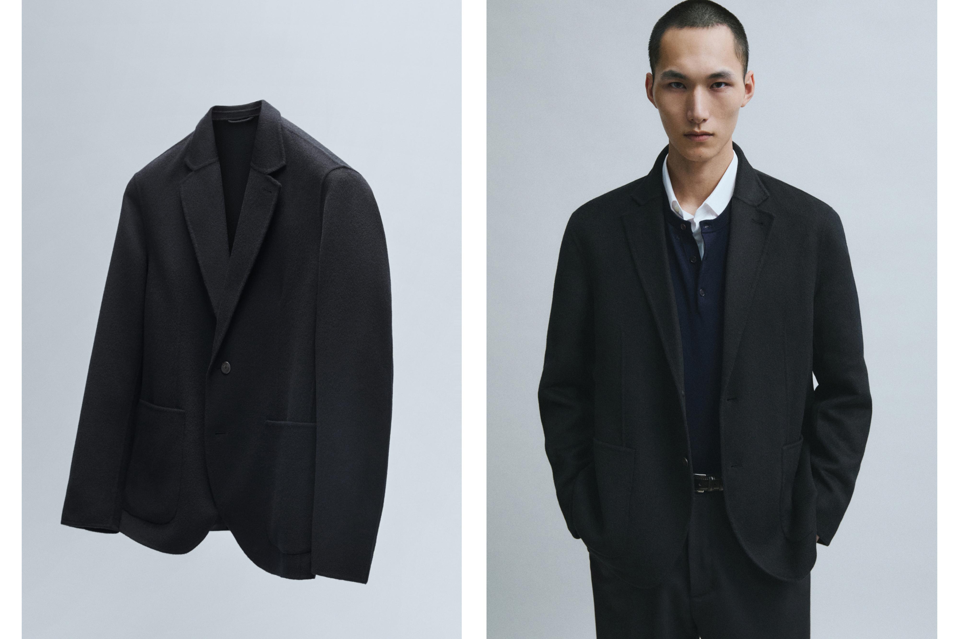 Blazer en laine mélangée double face
