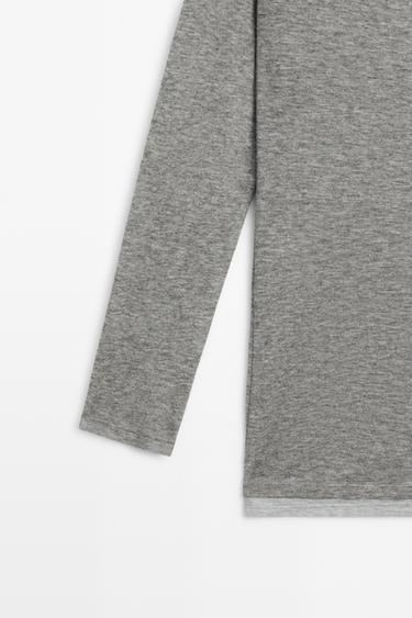 Double boat neck T-shirt — GREY MARL 7