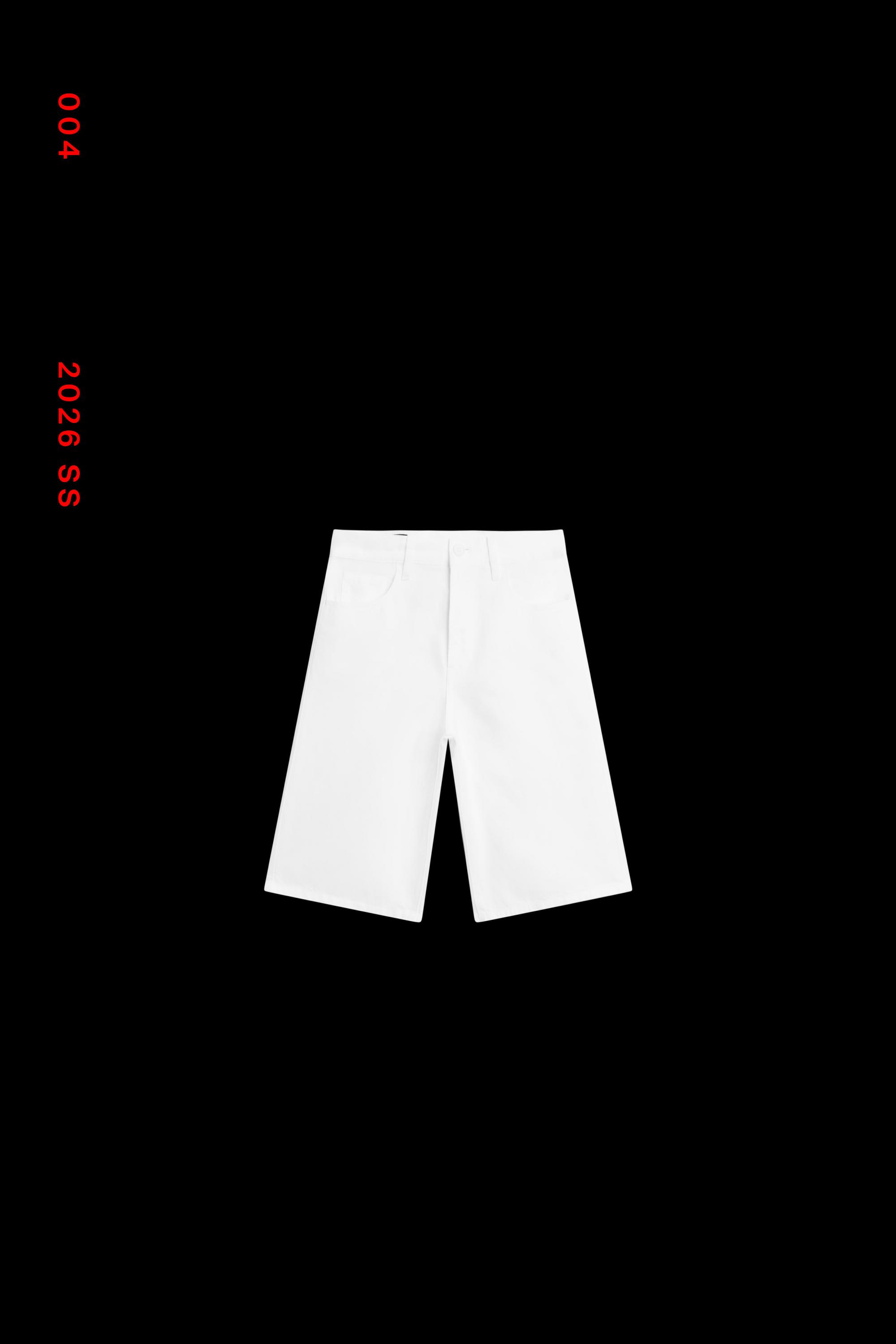 Cotton and linen blend Bermuda shorts — Off white