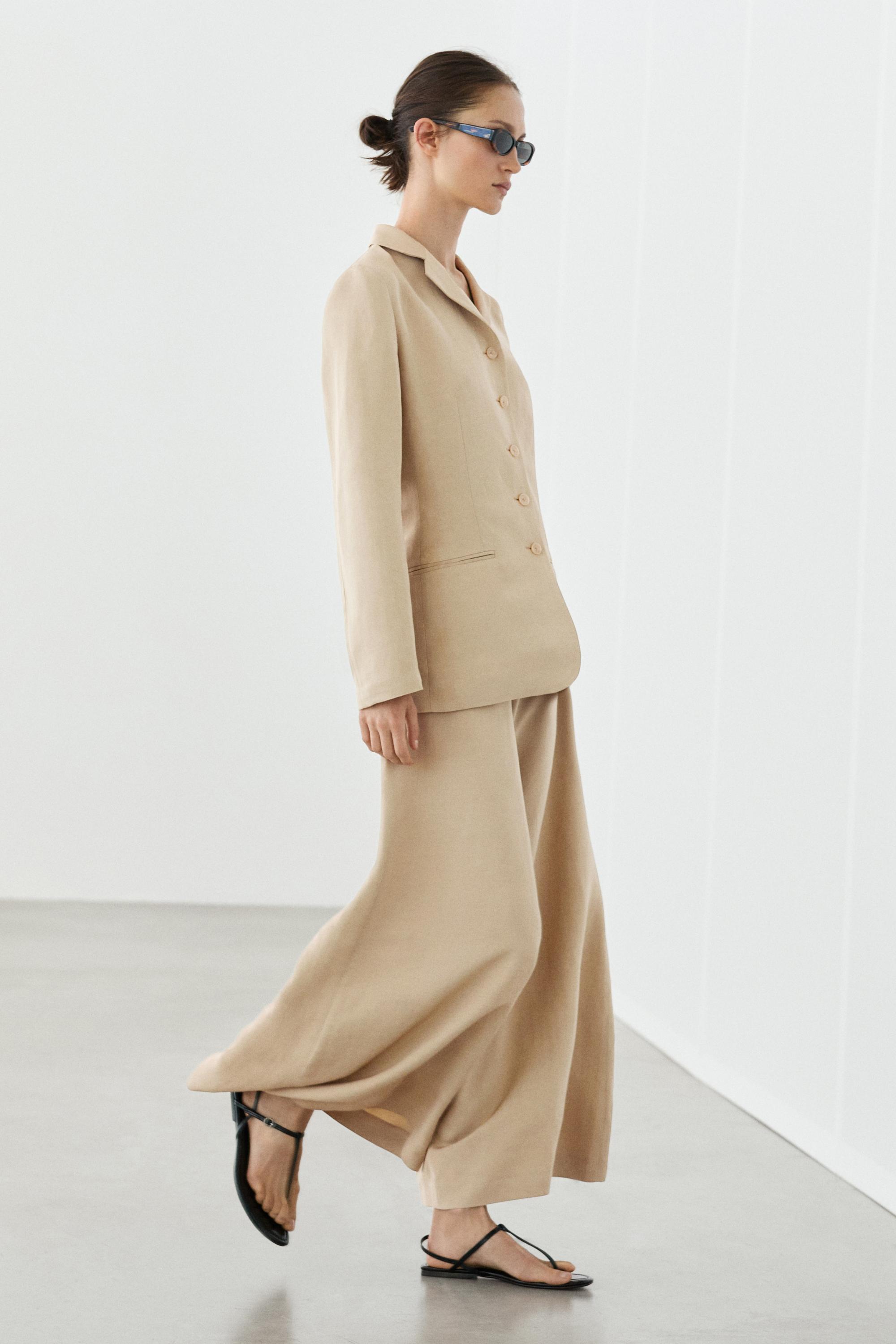 Wide-leg voluminous trousers — BEIGE
