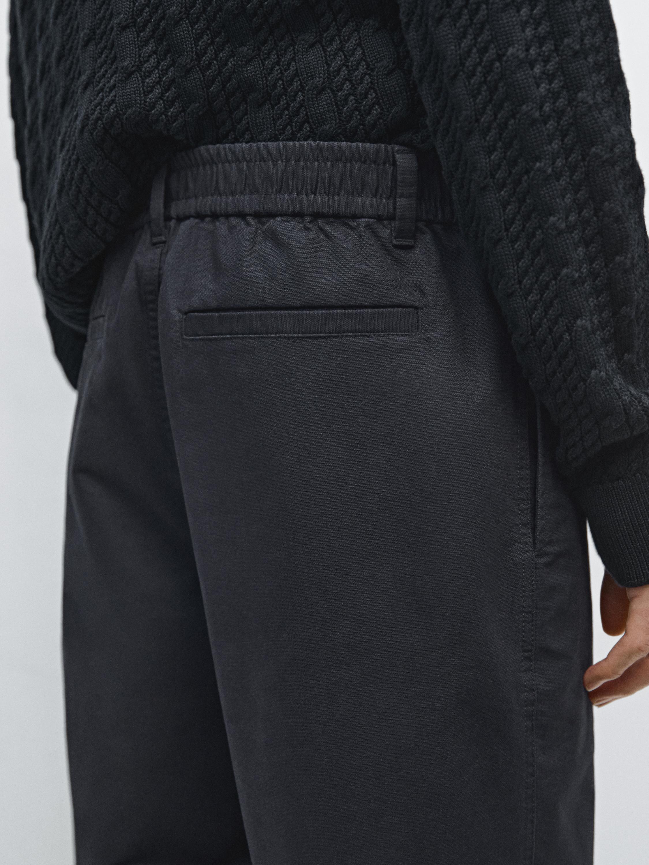 Cotton blend jogger fit trousers — NAVY BLUE