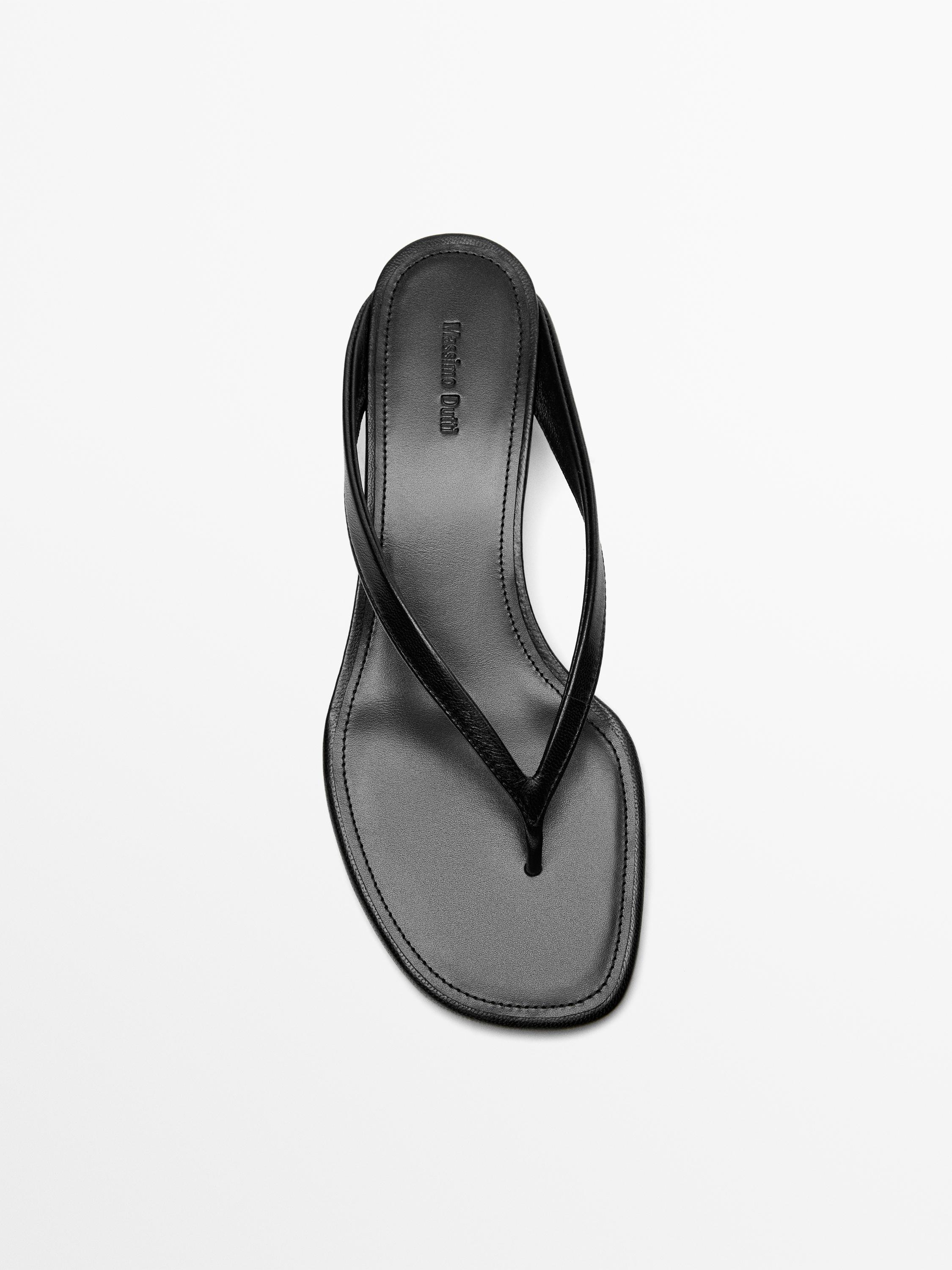 Mid-heel toe sandal — BLACK