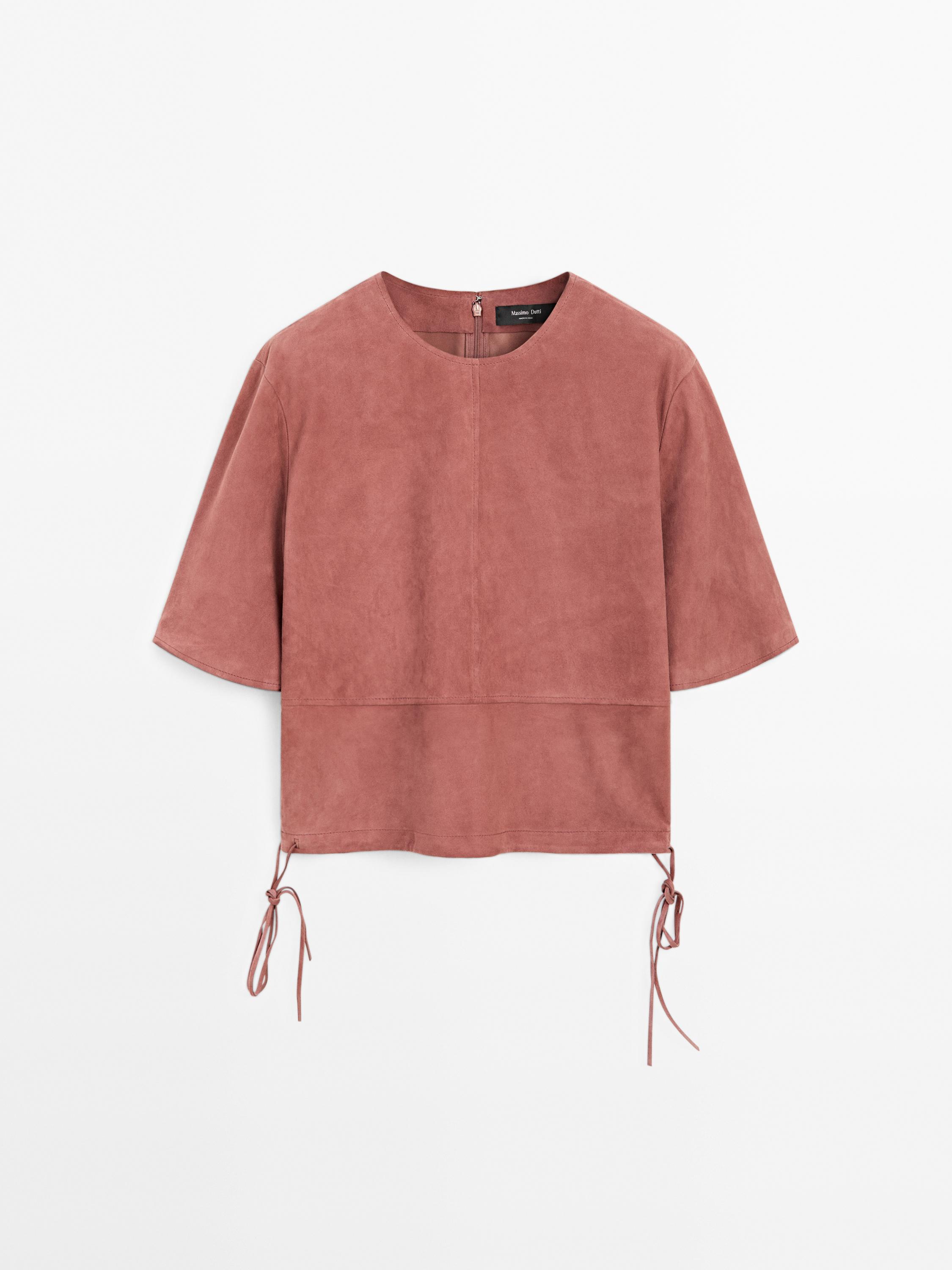 Suede leather top with straps detail