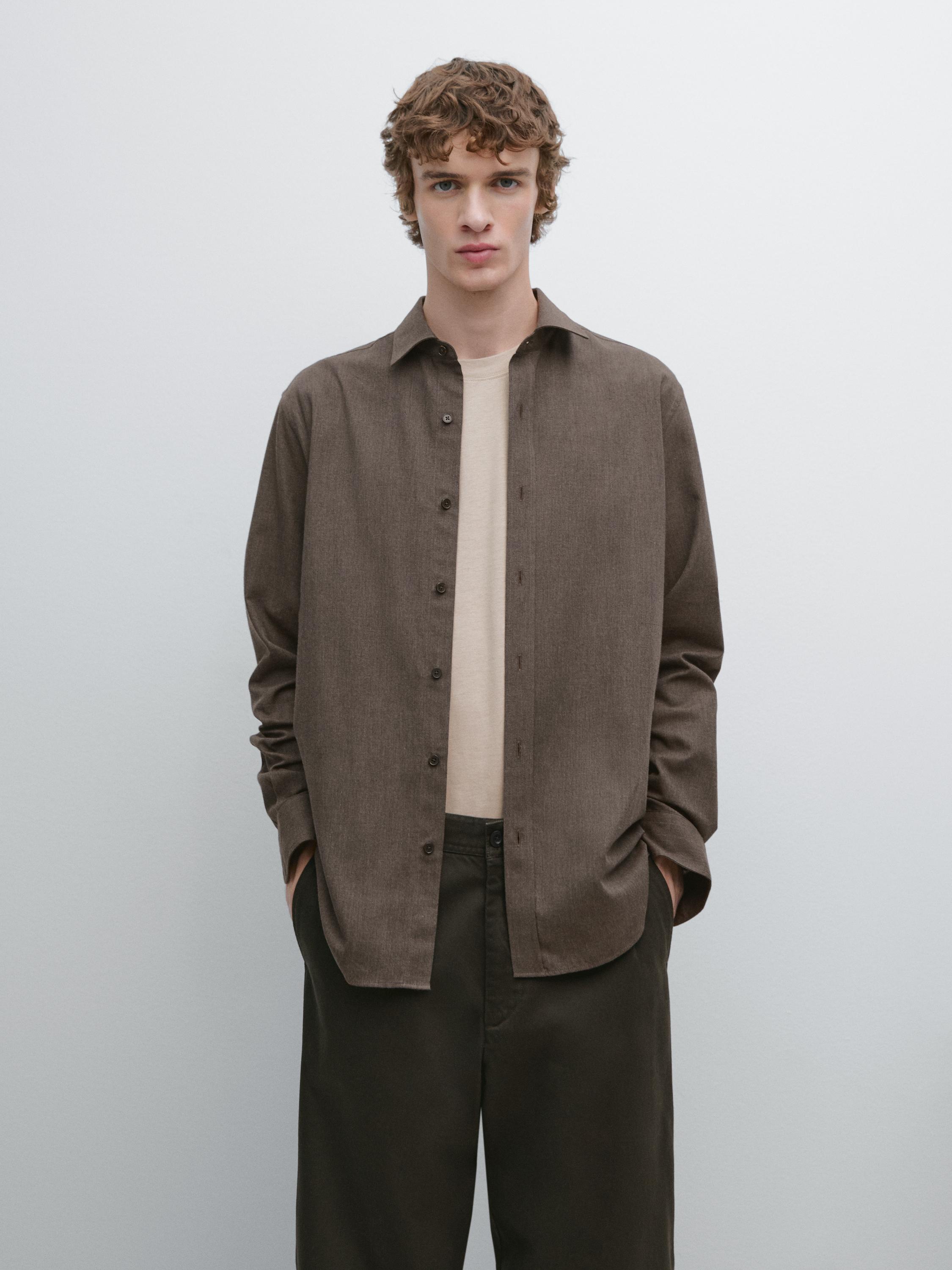 Regular fit melange shirt