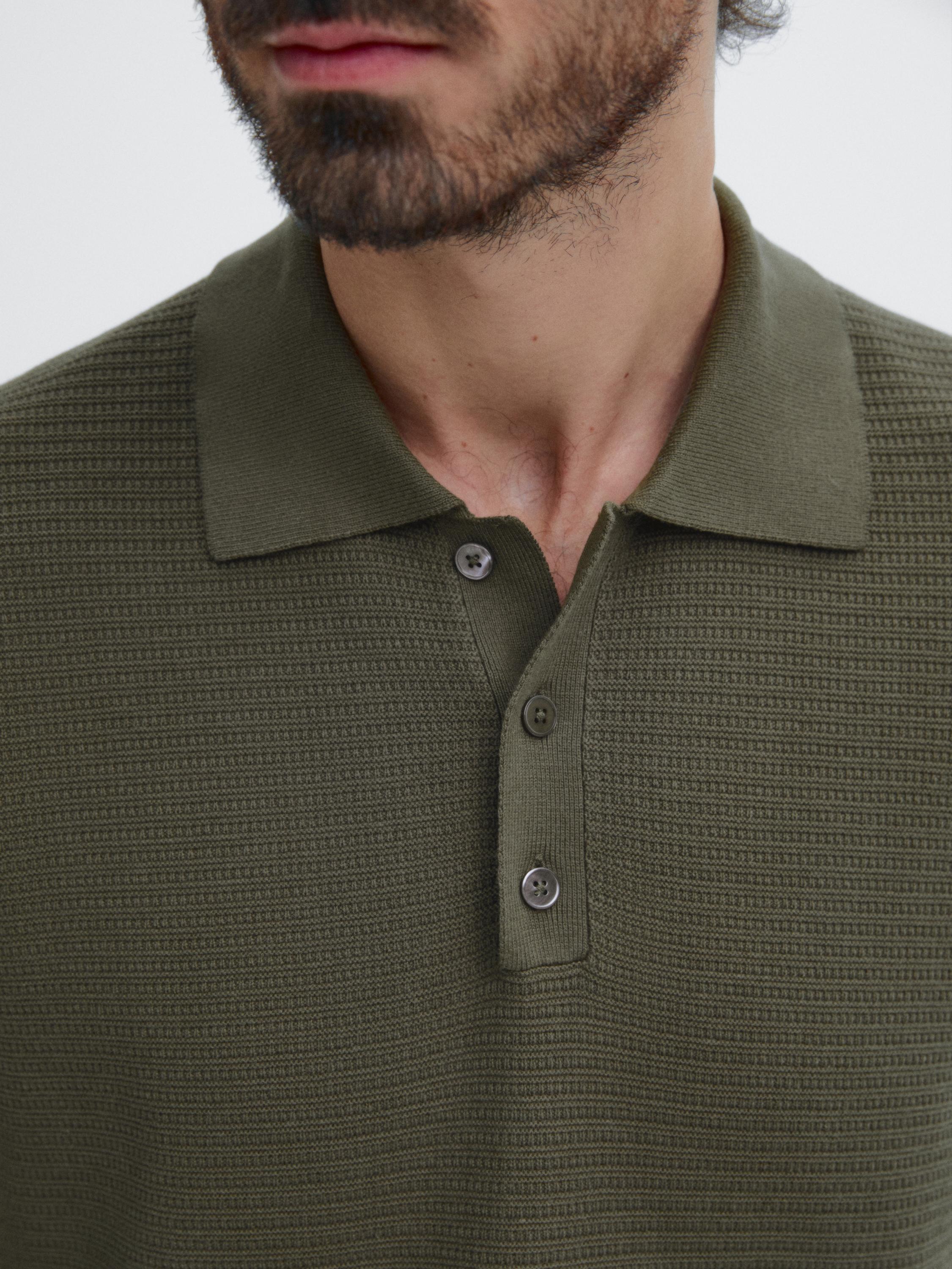 Knit polo sweater with short sleeves