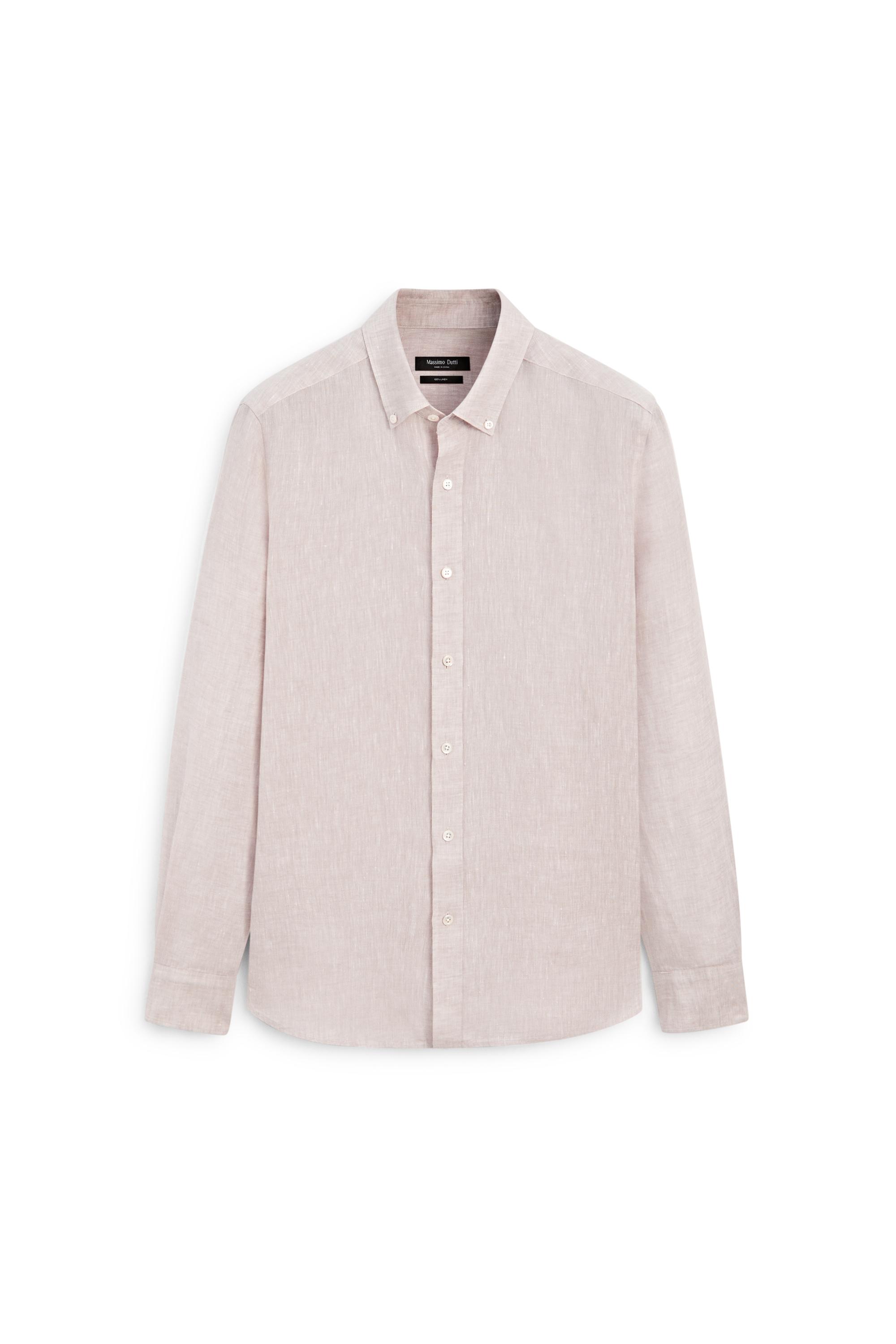 100% Linen regular fit shirt — MAUVE