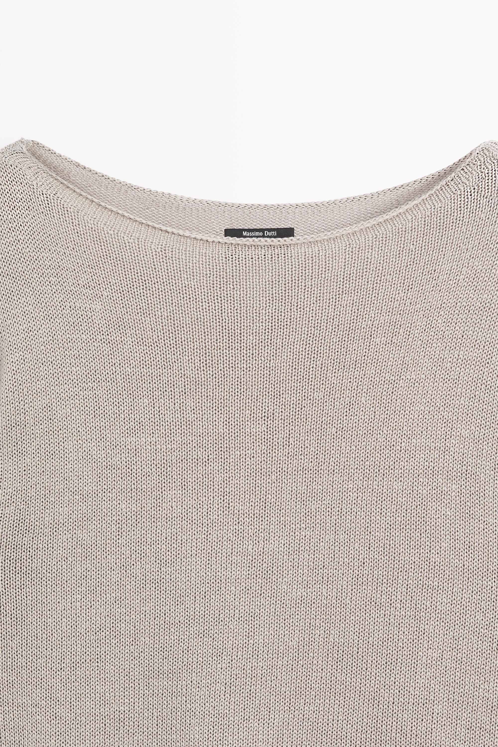 100% mercerised cotton sweater — STONE