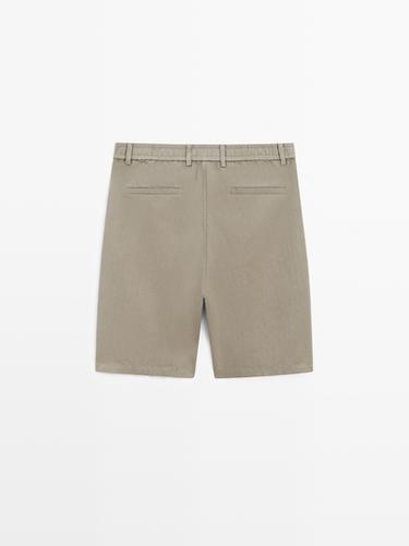 Linen blend Bermuda shorts — PALE KHAKI 6