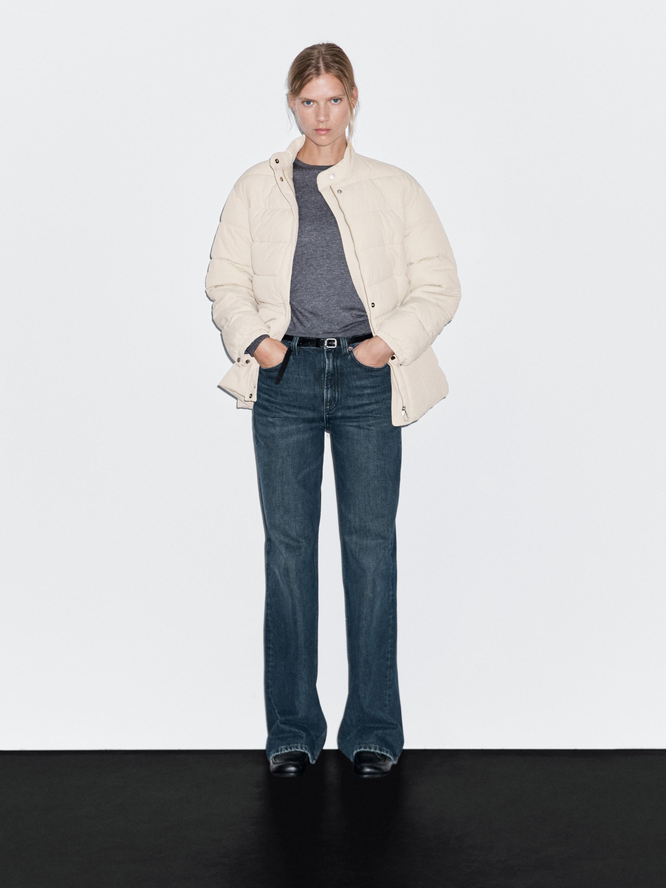 Puffer jacket with stand collar