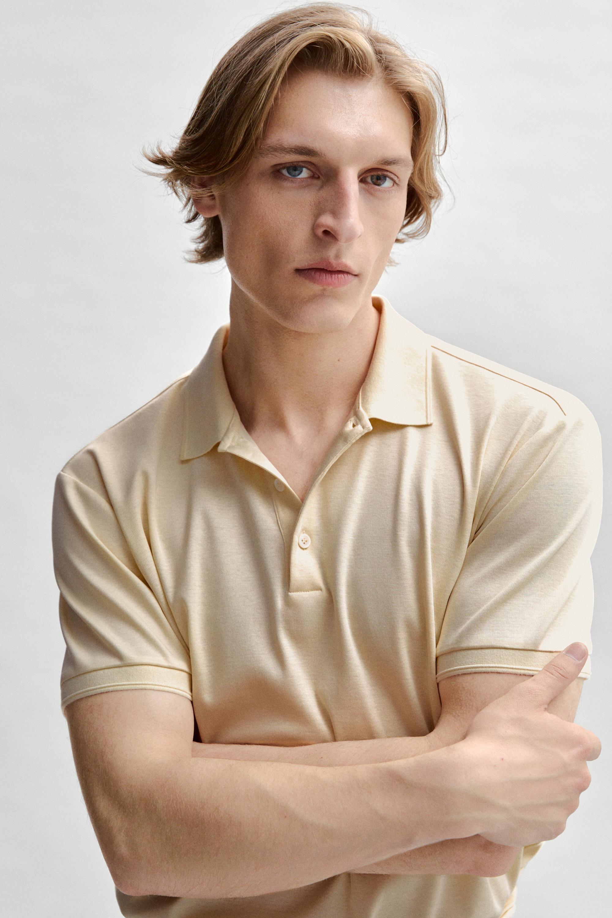 Short sleeve cotton polo shirt — Yellow