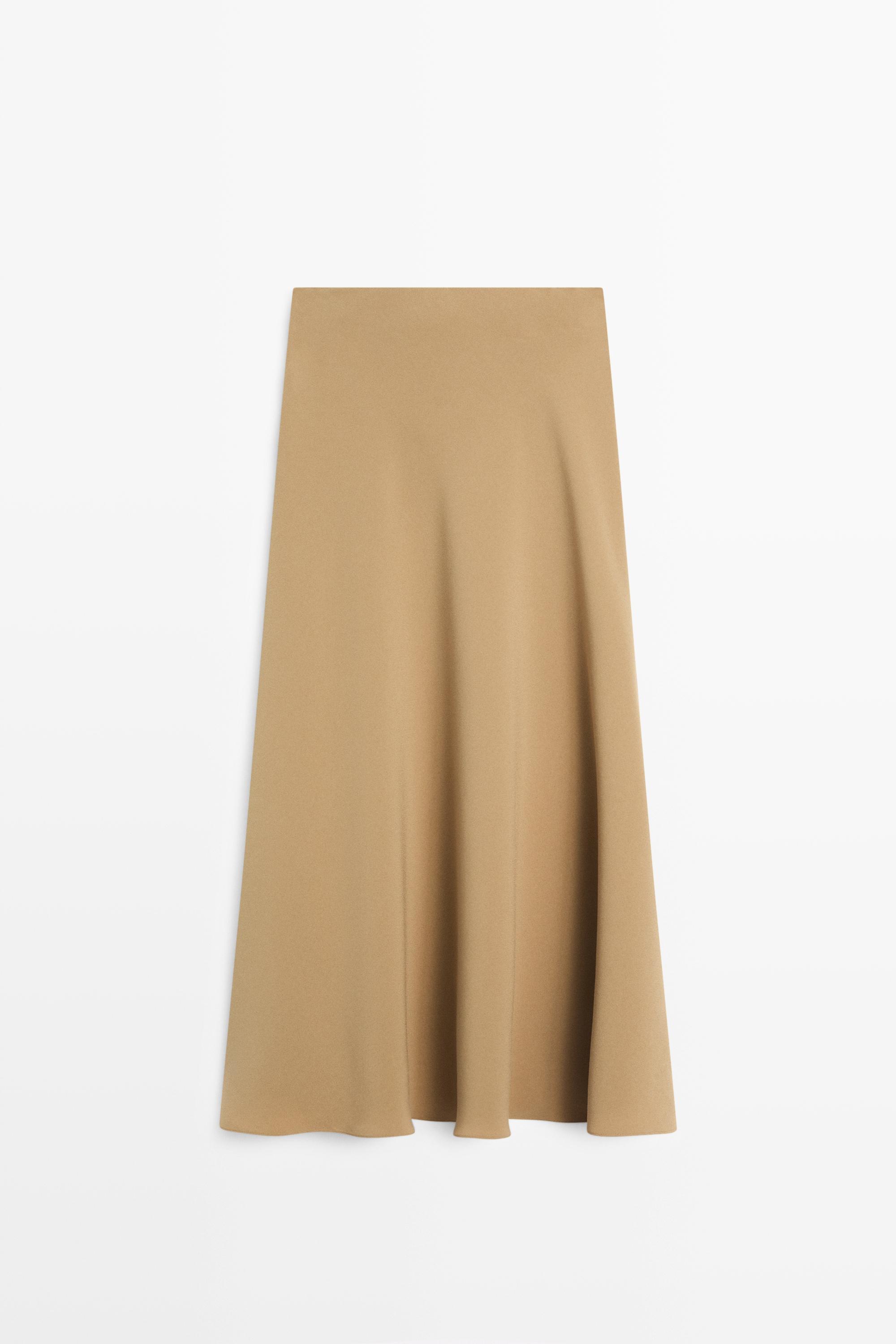Flowing flared midi skirt - STUDIO — Caramel