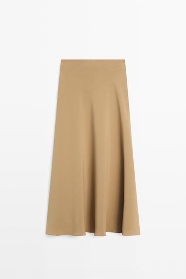 Flowing flared midi skirt - STUDIO — Caramel 5