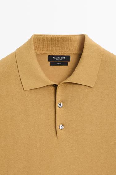 100% cotton knit polo sweater — MUSTARD YELLOW 4