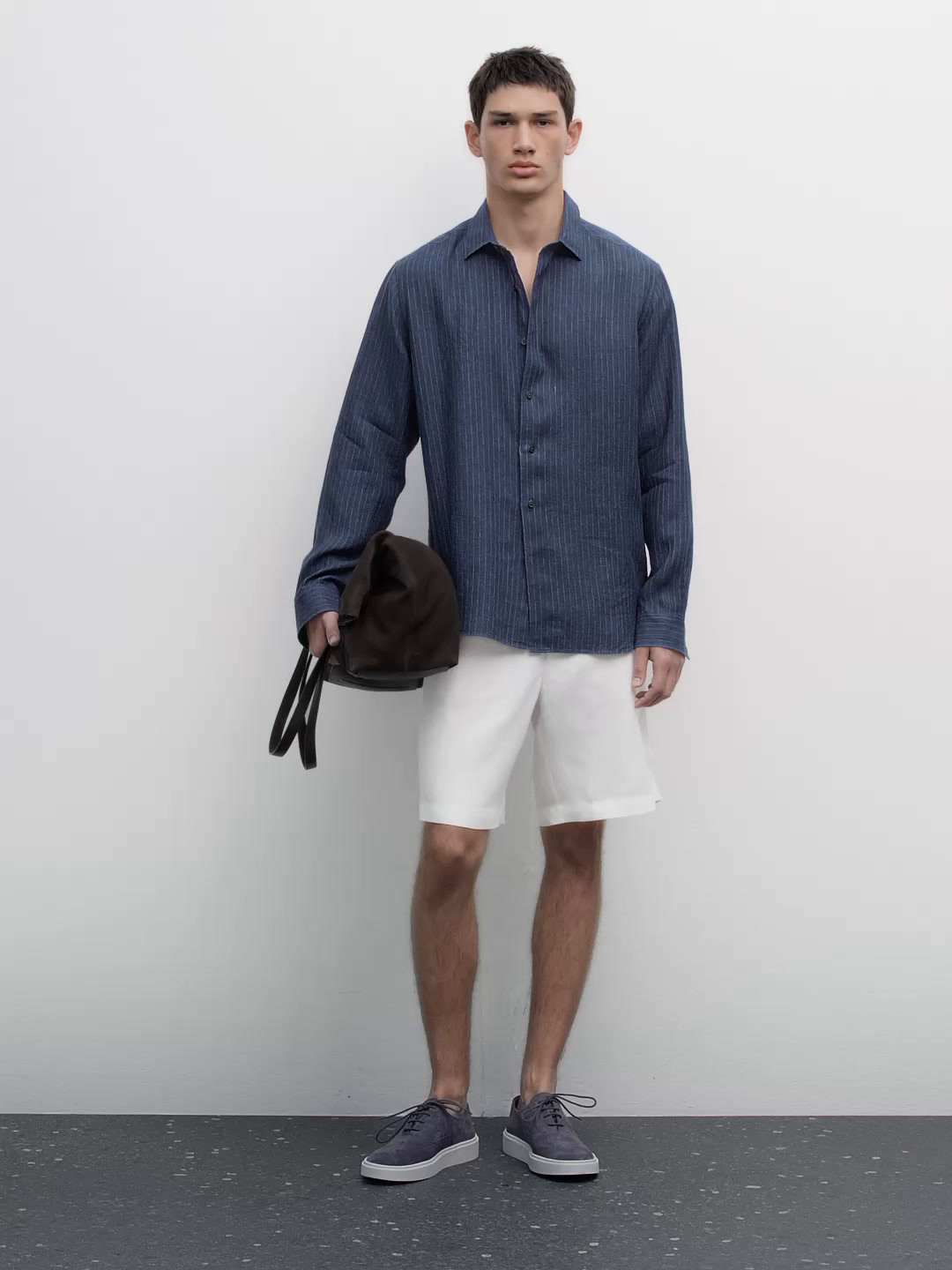 Regular fit избледена ленена кошула