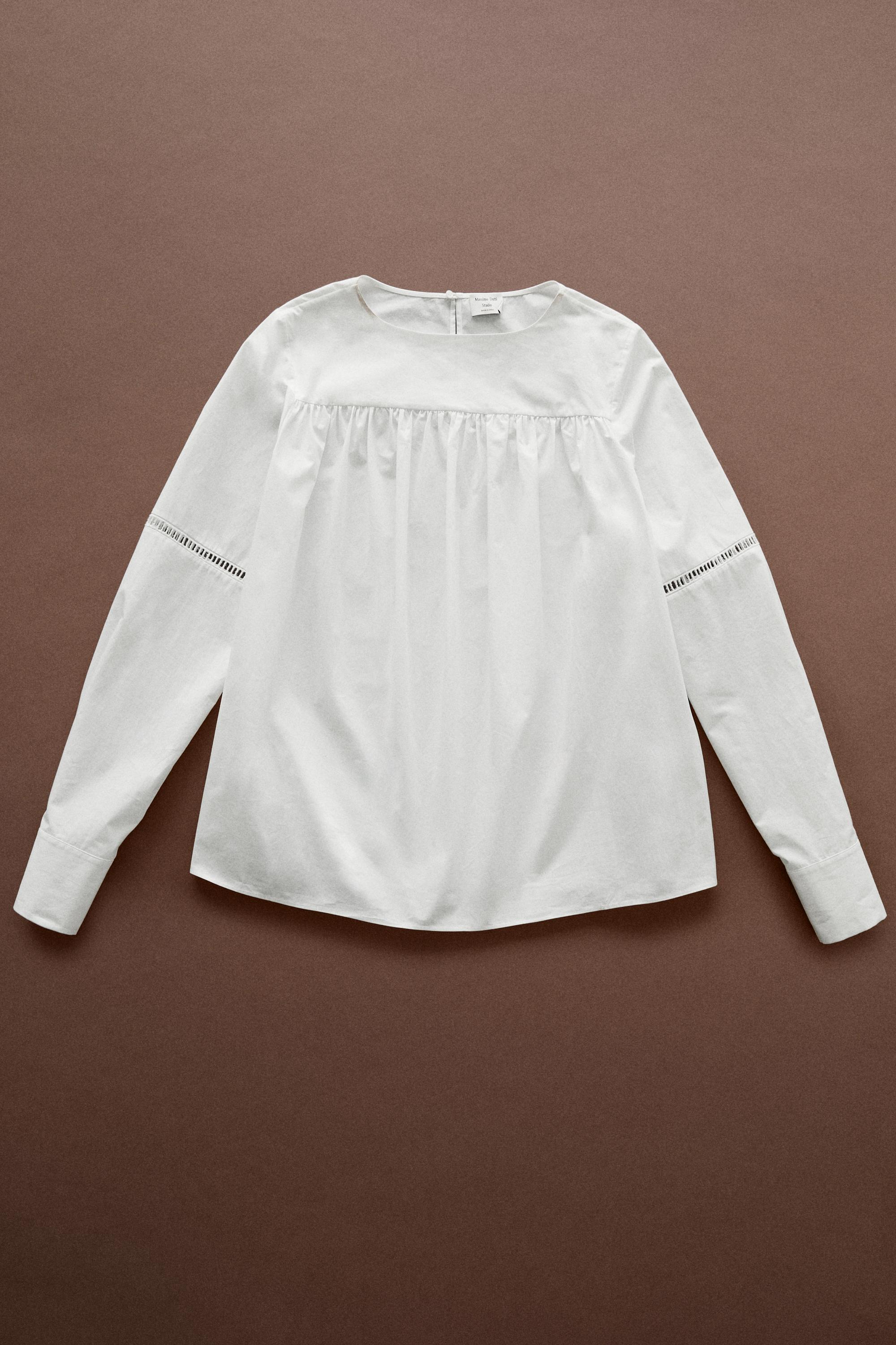 100% Cotton Puffed Sleeve Blouse - STUDIO — Off white
