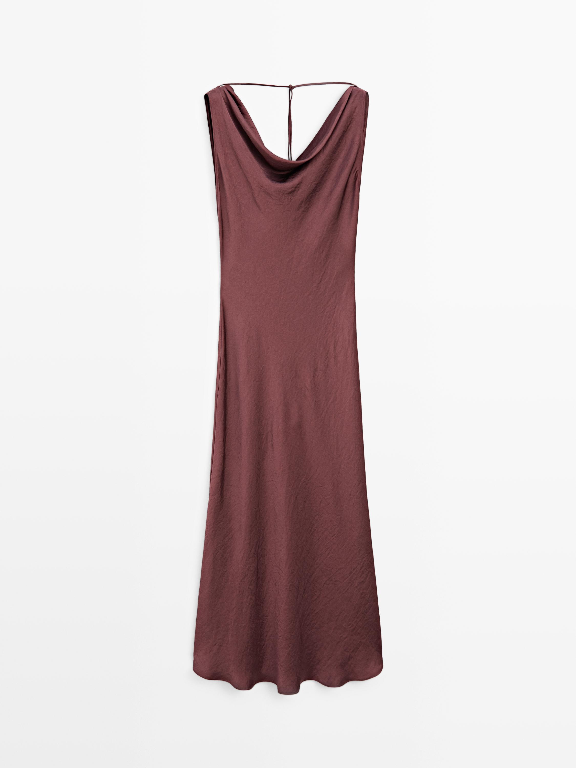 Long satin dress with back detail